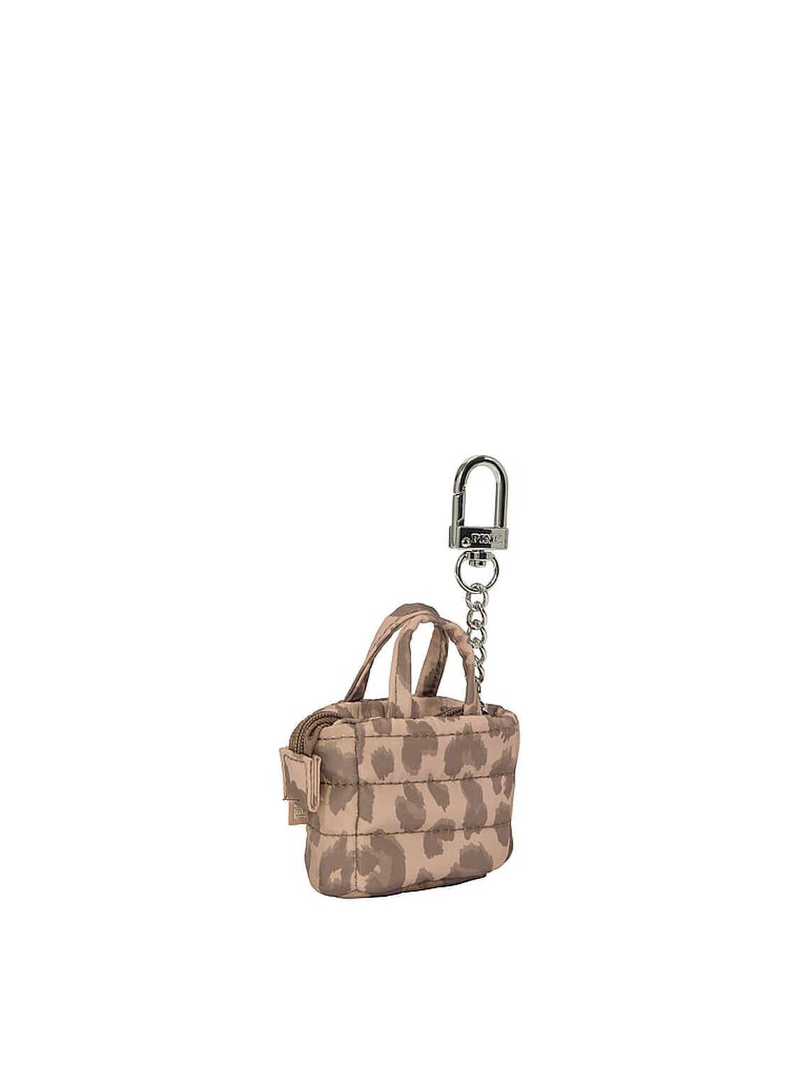 vs Pink Mini Tote Keychain Charm Leopard Quilted Puffer 2 of 2 
