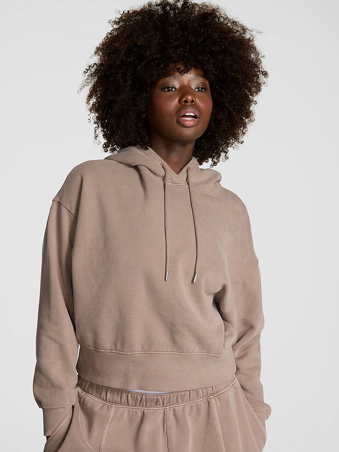 vs Pink Luxe Fleece Hoodie Panama Beige 1 of 2 