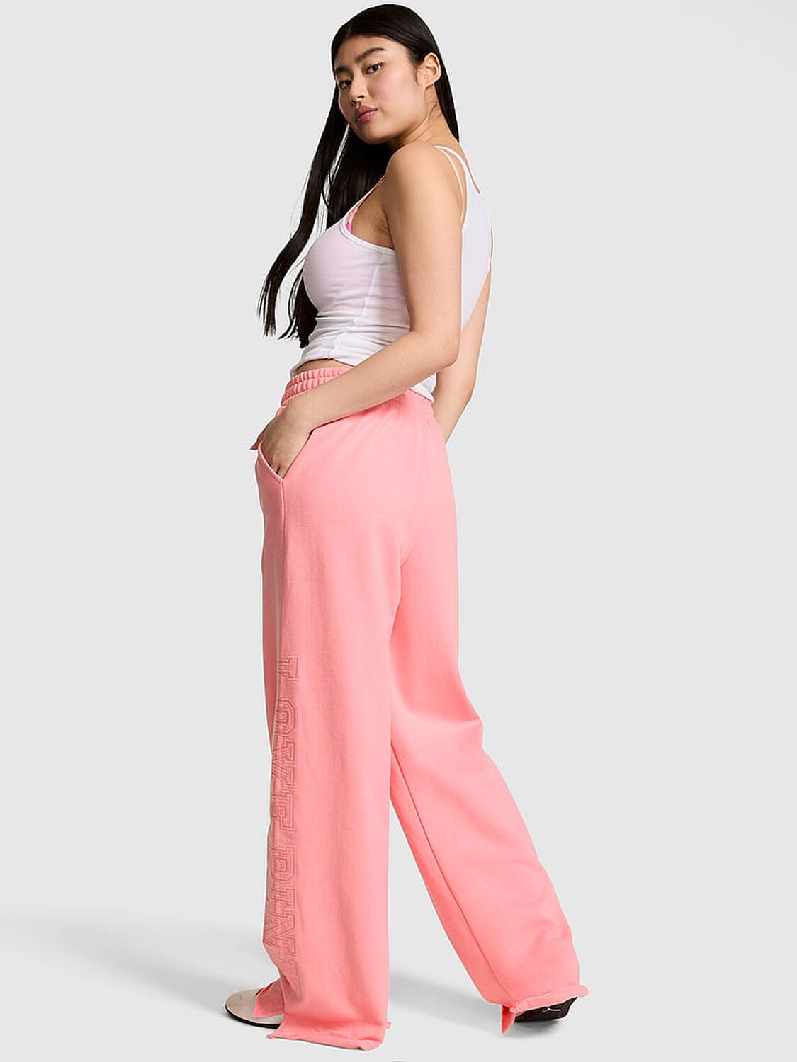 pink Pink Campus Fleece&trade; Wide-Leg Split-Hem Sweatpants Pink Sky 2 of 3 