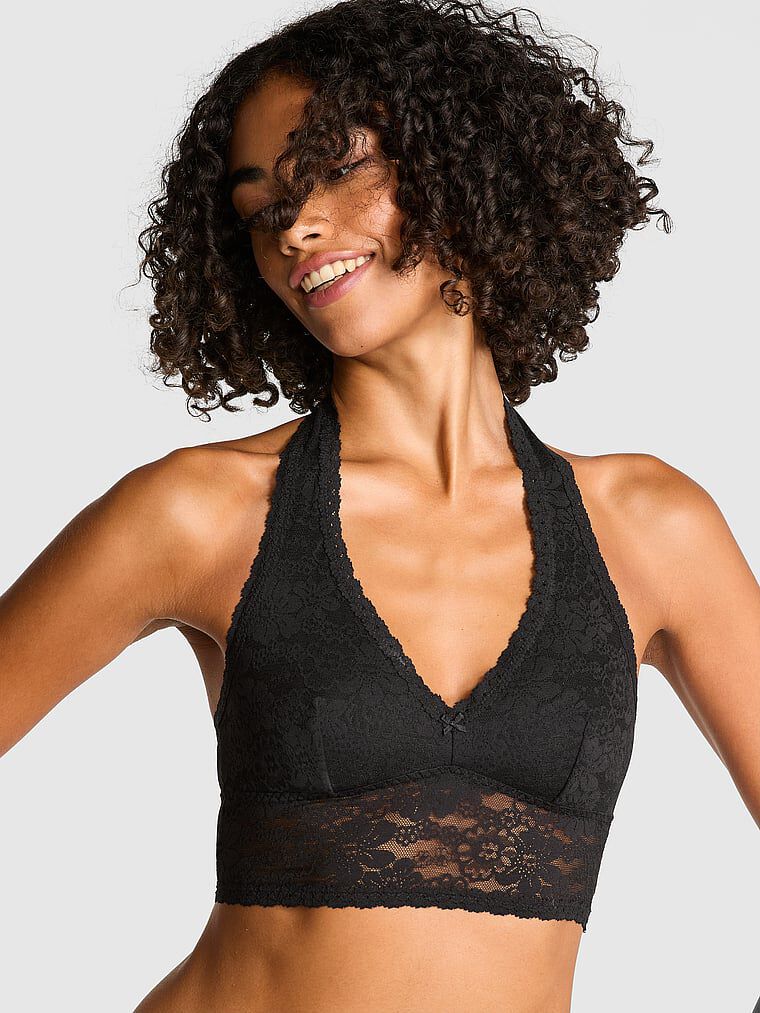 Wink Lace Halter Top Black S | Victoria's Secret Australia