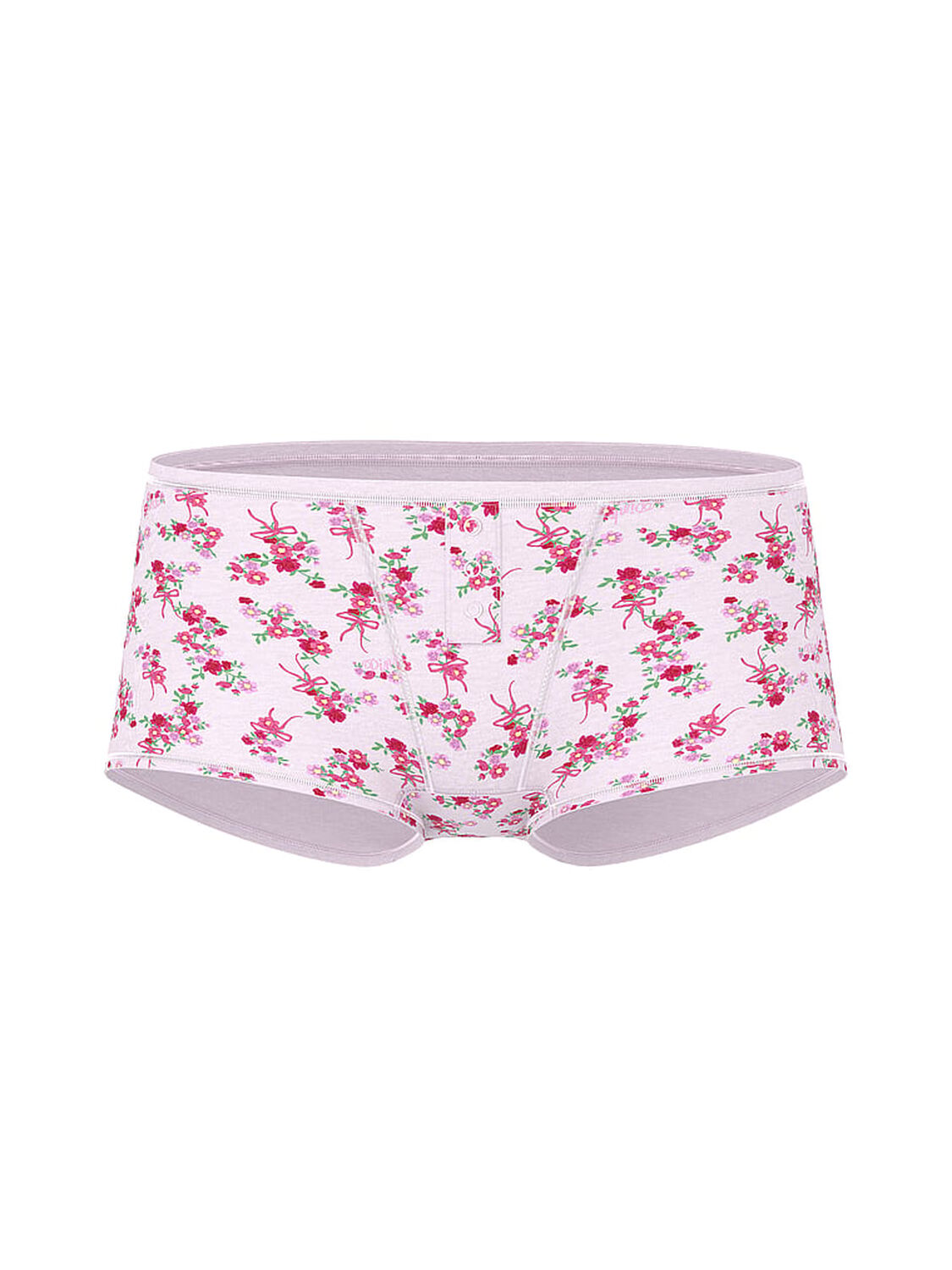 vs Pink Cotton Dorm Boyshort Panty Pink Tulip Floral Bow 3 of 3 