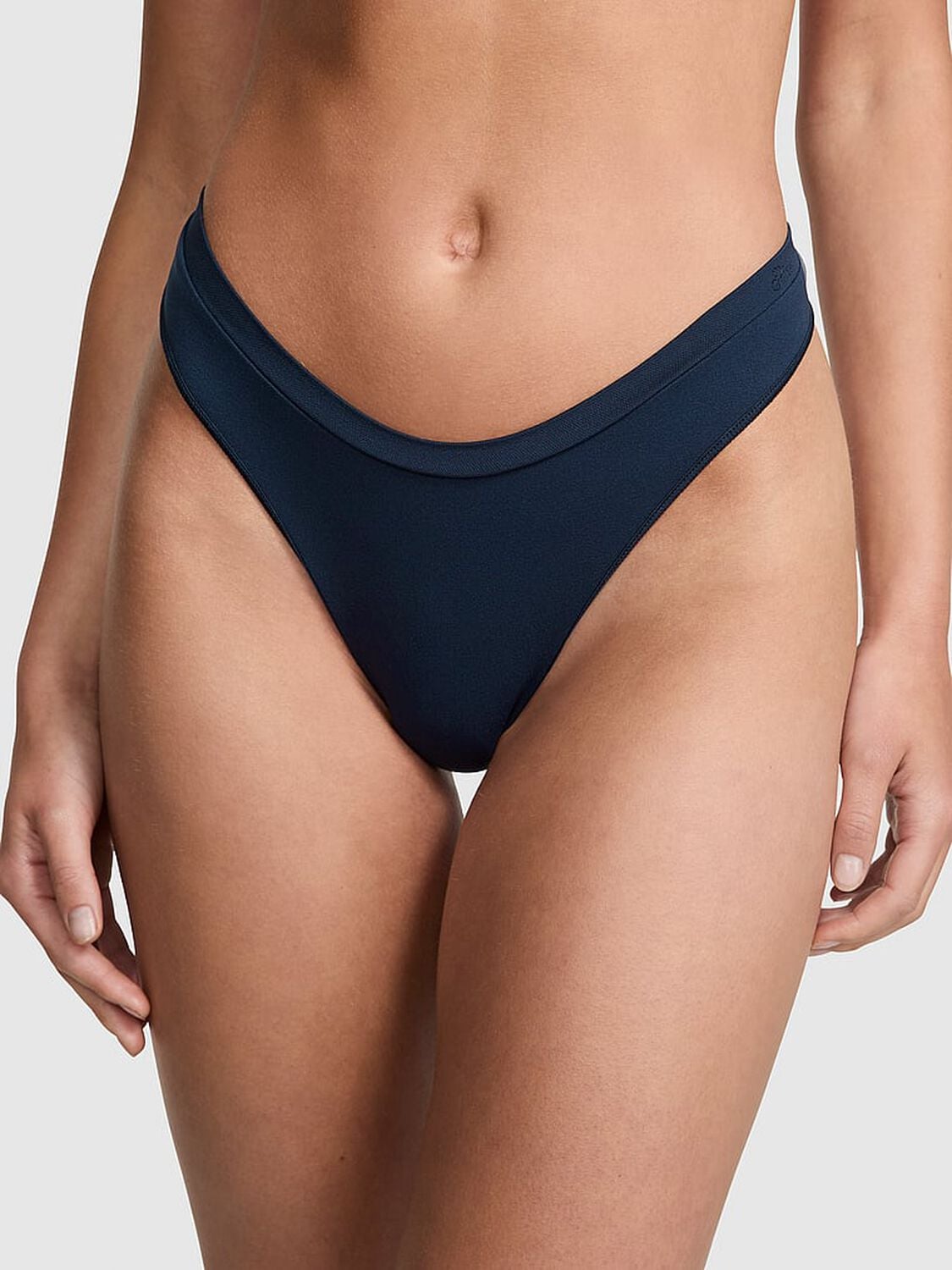 vs Pink Seamless High-Leg Thong Panty Noir Navy 1 of 3 