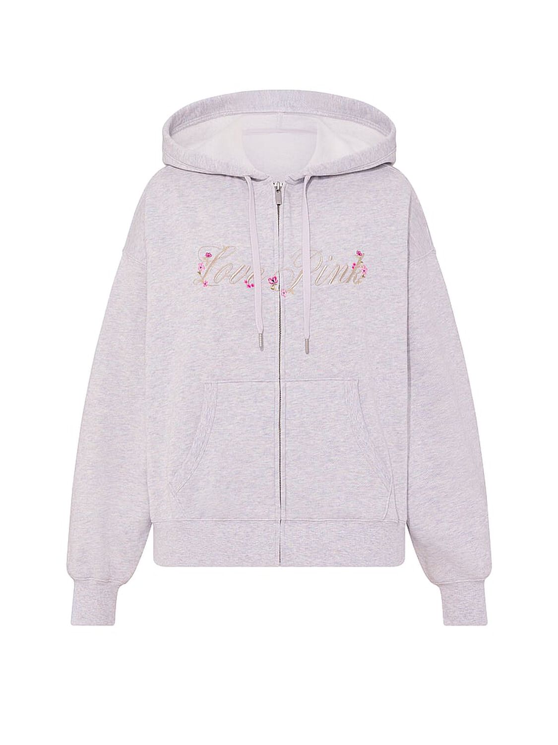 vs Pink Campus Fleece&trade; Full-Zip Hoodie Heather Cloud Rainbow Boho 3 of 3 