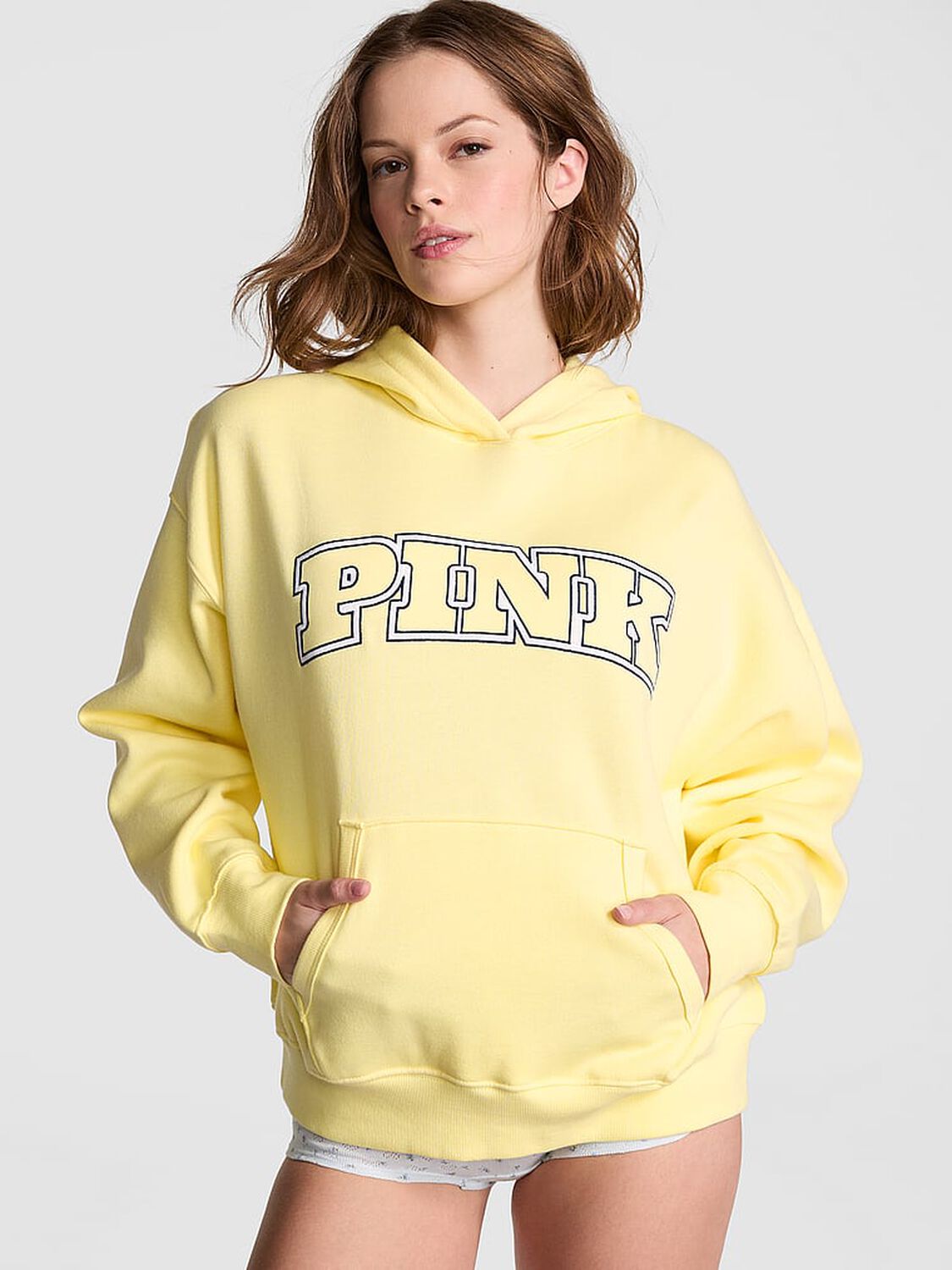 vs Pink Ivy Fleece Campus Hoodie Mellow Yellow 1 of 3 