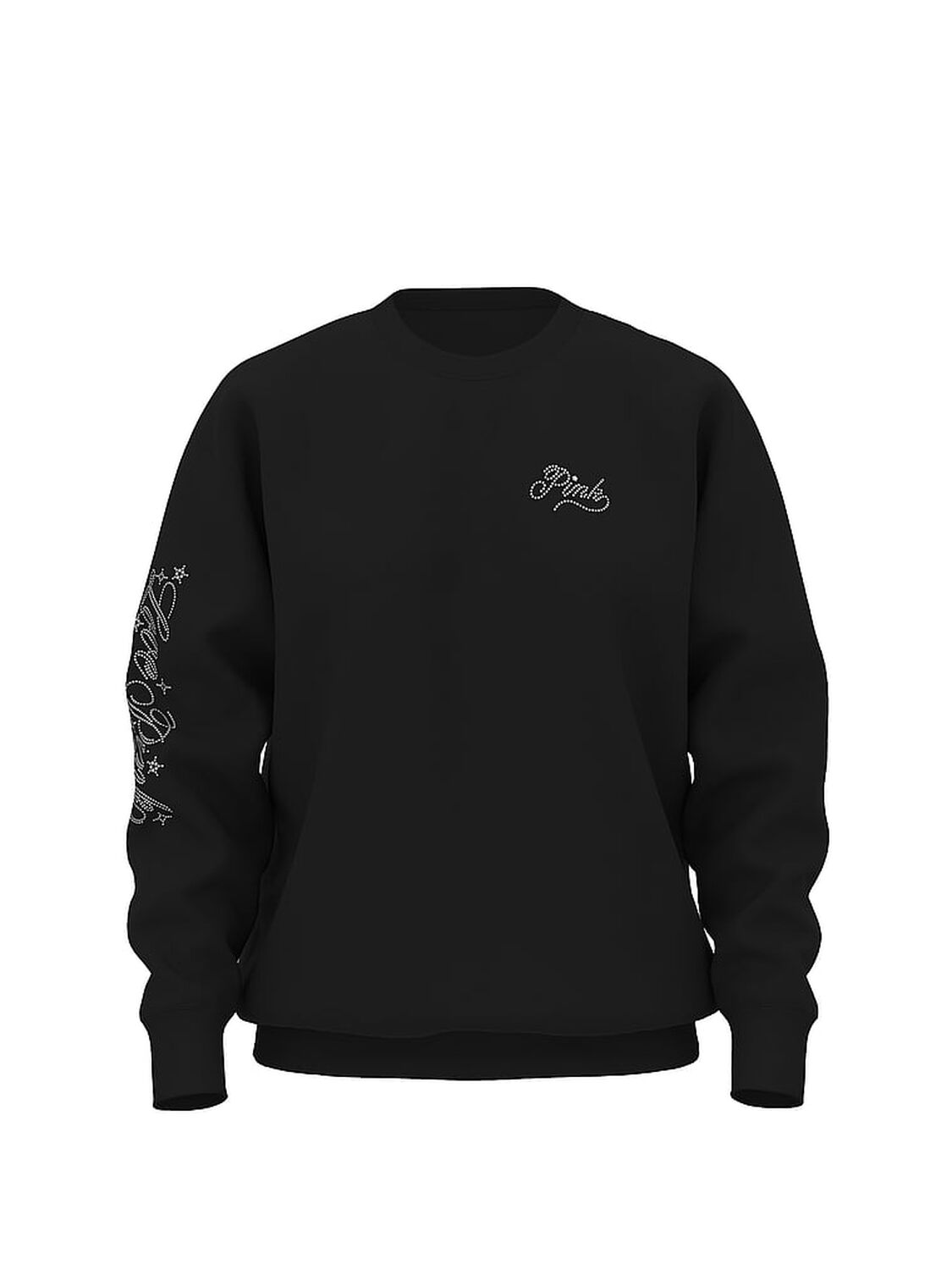 vs Pink Ivy Fleece Oversized Crew Sweatshirt Pure Black Ott Shine 3 of 3 