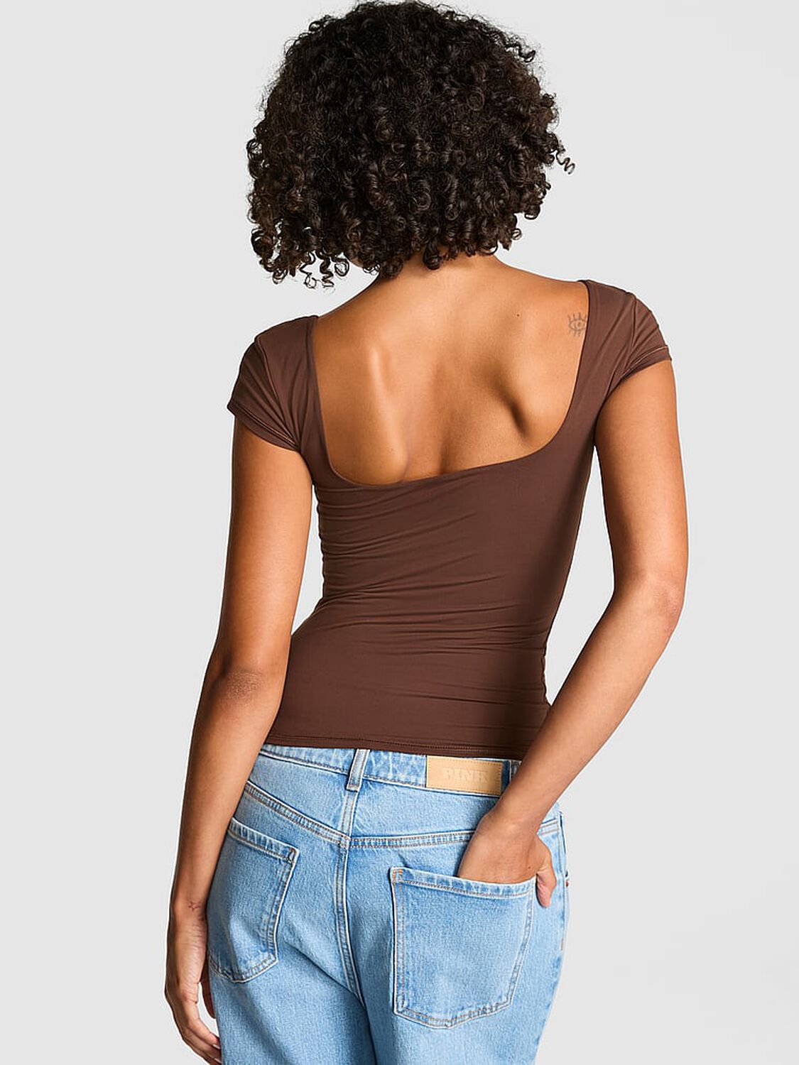 vs Pink Base Stretch Cap-Sleeve Tee Ganache 2 of 3 