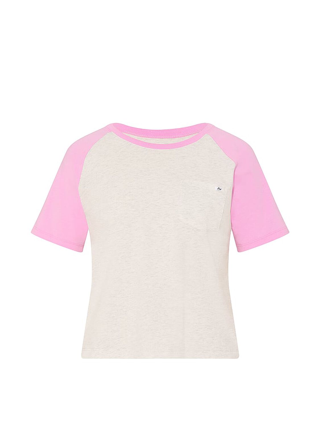 vs Pink Cotton Raglan Sleep Tee Snow Heather & Pink Tulip 3 of 3 