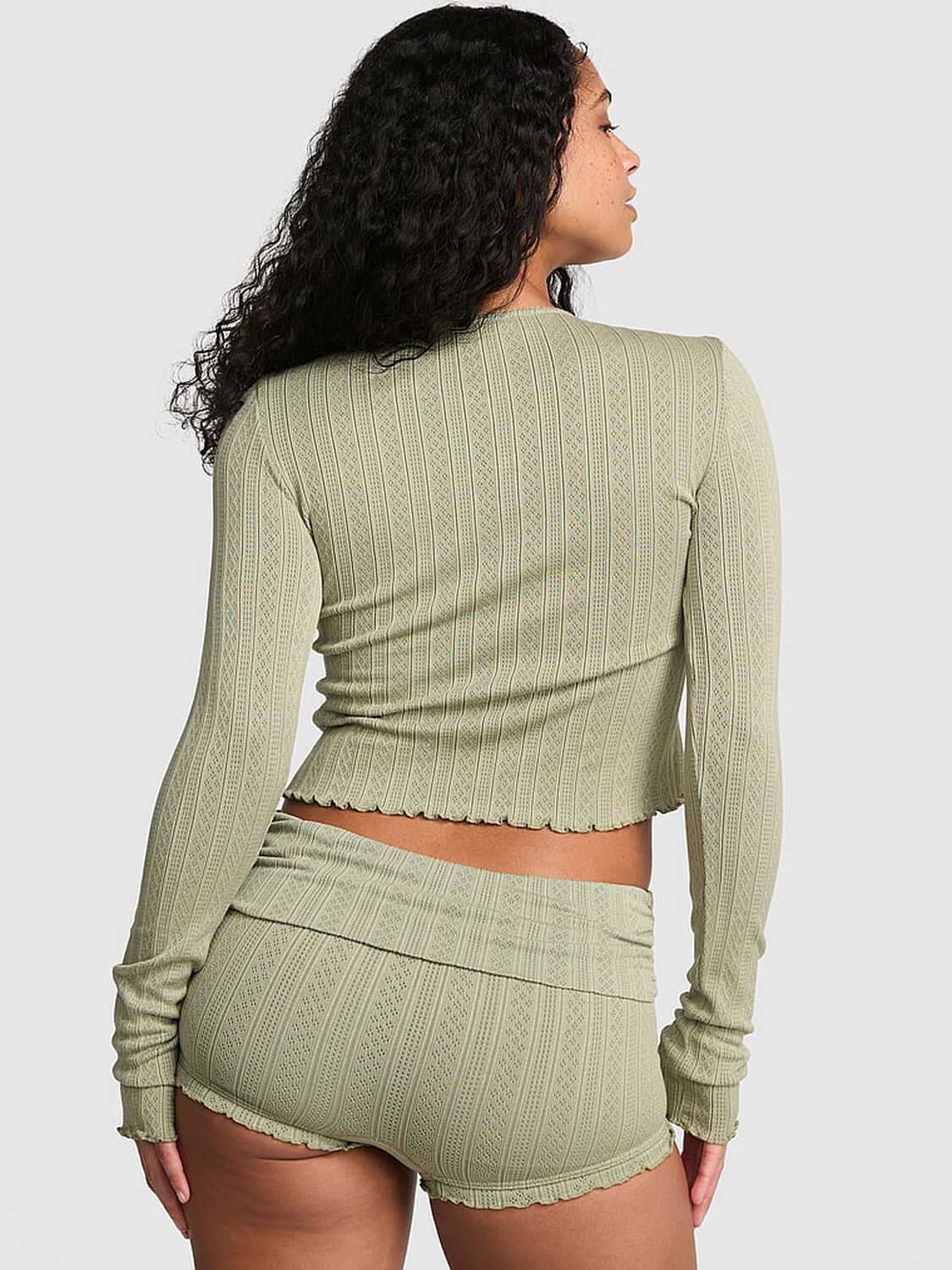 vs Pink AnyWear Cropped Cardigan Slate Green 2 of 2 