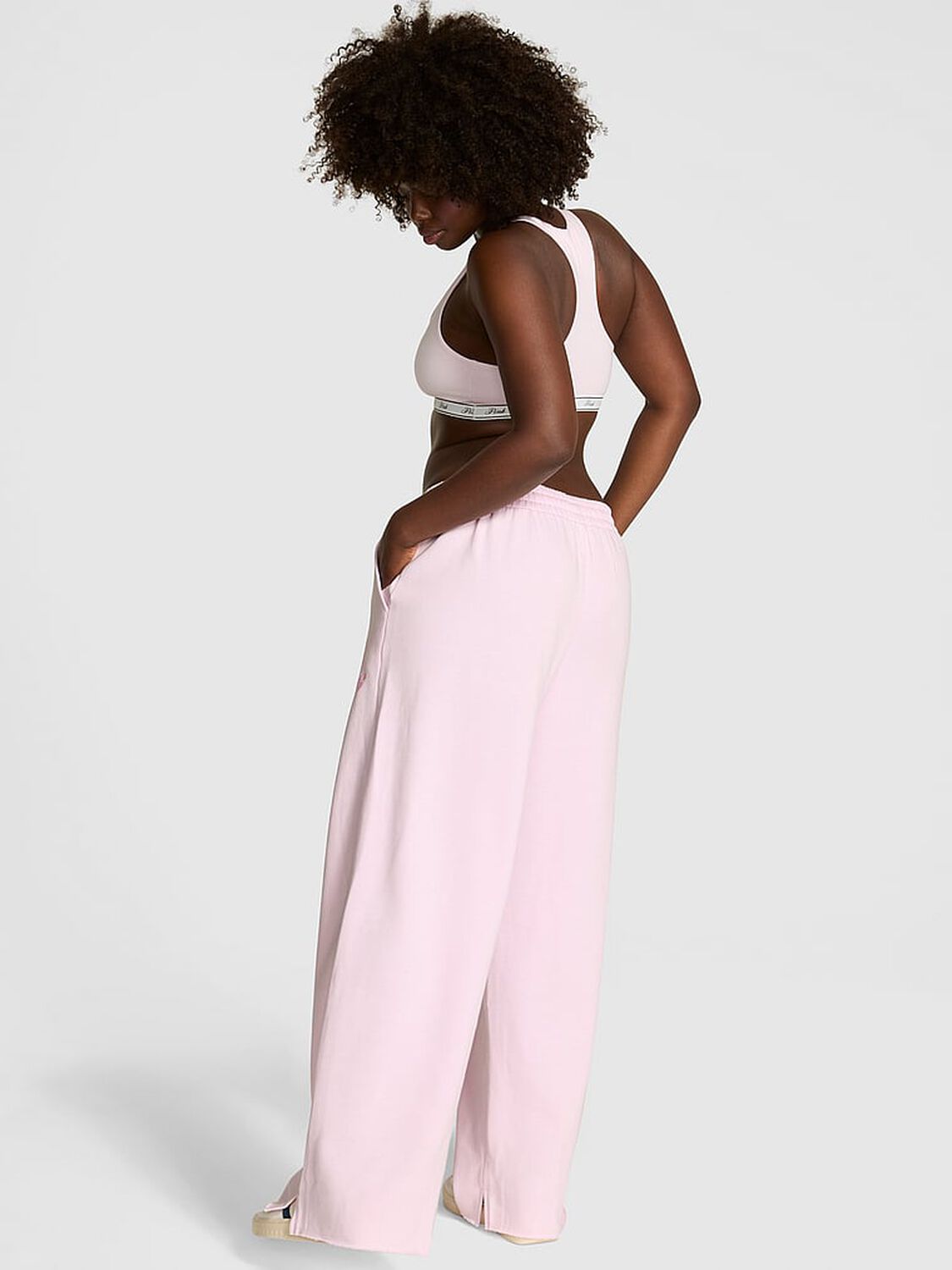 vs Pink Campus Fleece&trade; Wide-Leg Split-Hem Sweatpants Pink Tulip Spring 2 of 4 