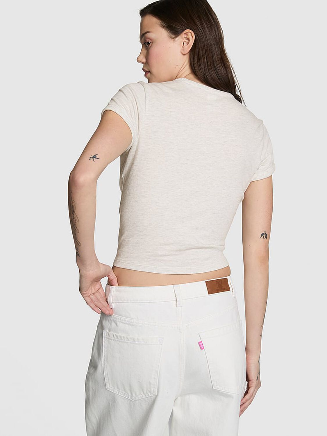 vs Pink Retro Cotton Tee Snow Heather Vday 2 of 3 