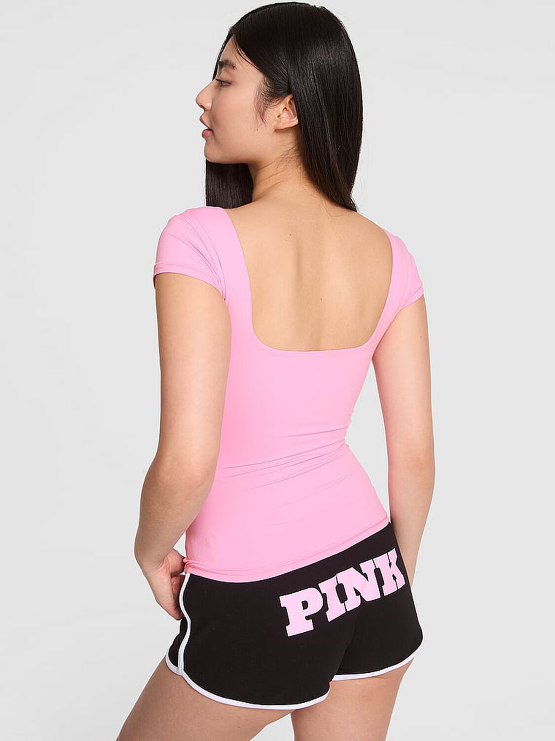 vs Pink Base Stretch Cap-Sleeve Tee Pink Lollipop 2 of 2 