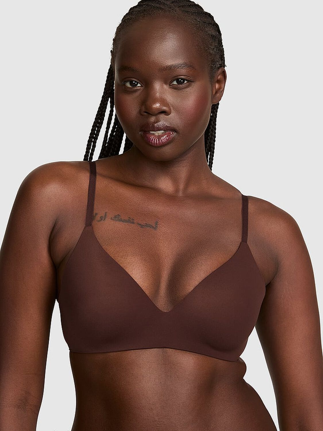 vs Pink Marshmallow Push-Up Wireless Comfy Bra Ganache 1 of 2 