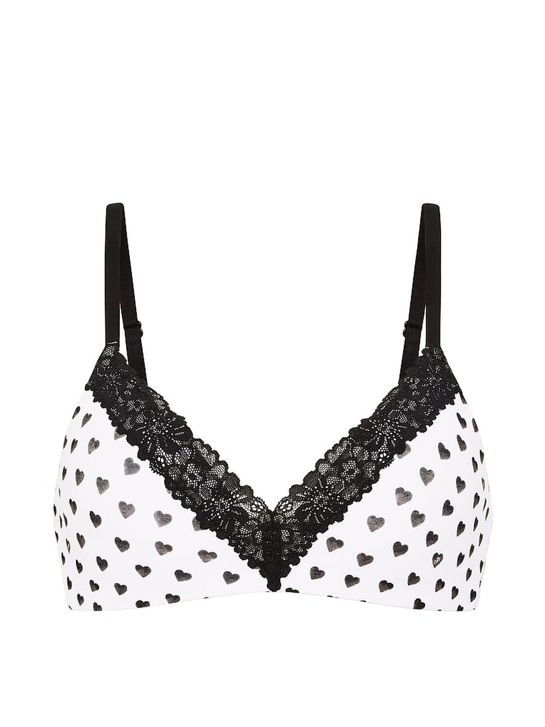 vs Pink Wear Everywhere&trade; Lightly Lined Wireless Bra White Heart Print 3 of 3 