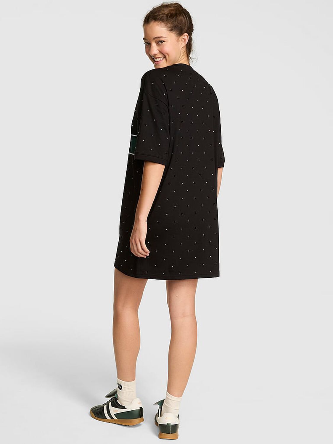 vs Pink Pima Cotton T-Shirt Dress Pure Black Gameday 2 of 3 