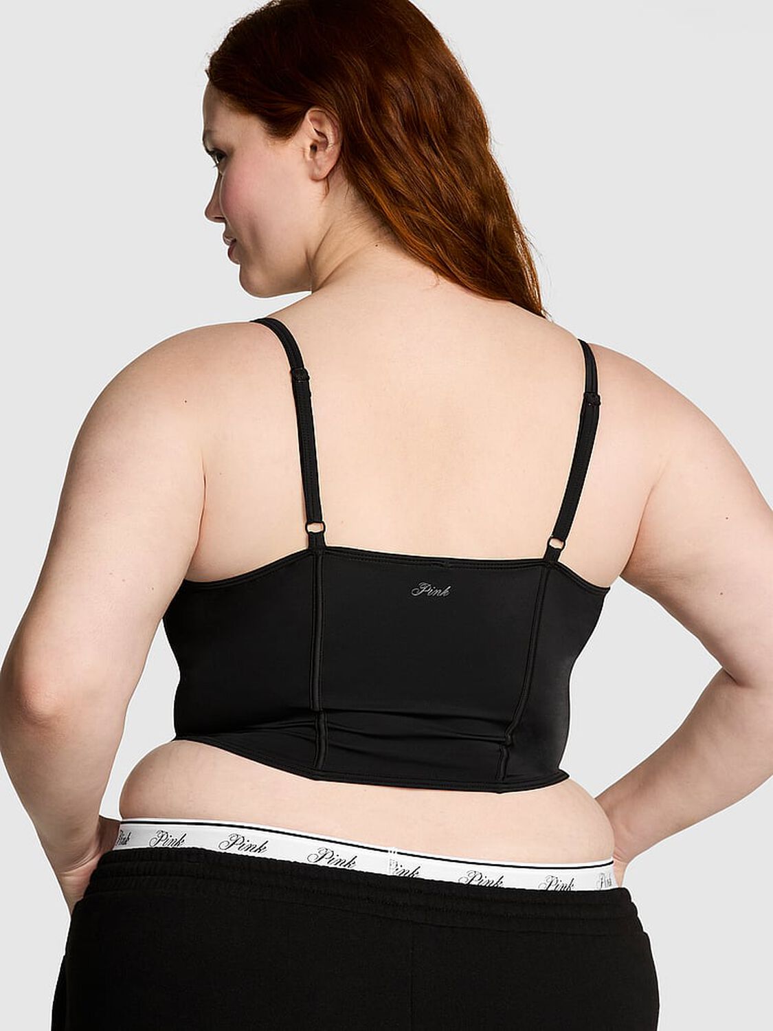 vs Pink Bralettes & Bra Tops The Cinched Micro Corset Top Pure Black 2 of 2 