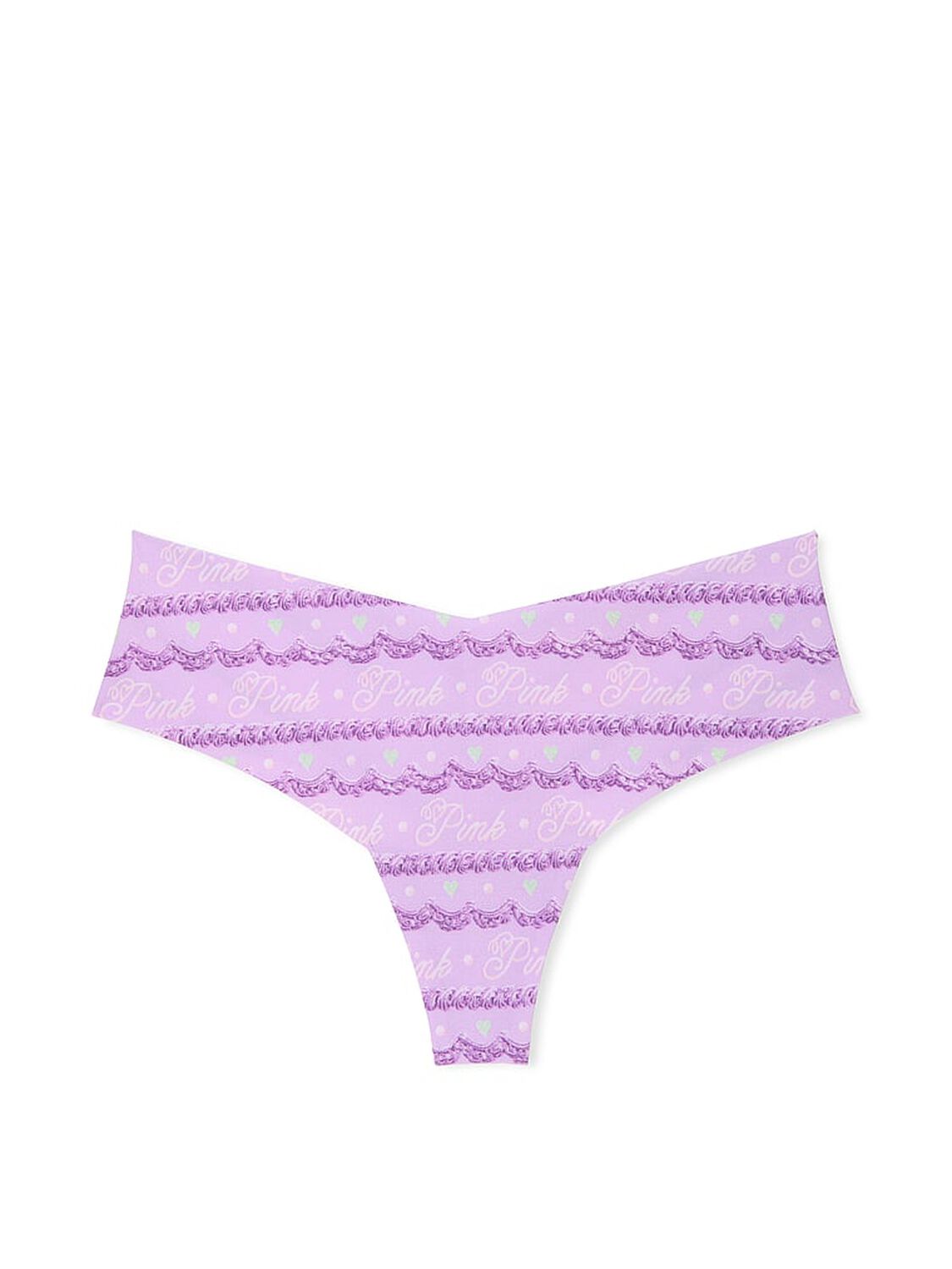 vs Pink No-Show Thong Panty Purple Cake Frosting Print 3 of 3 