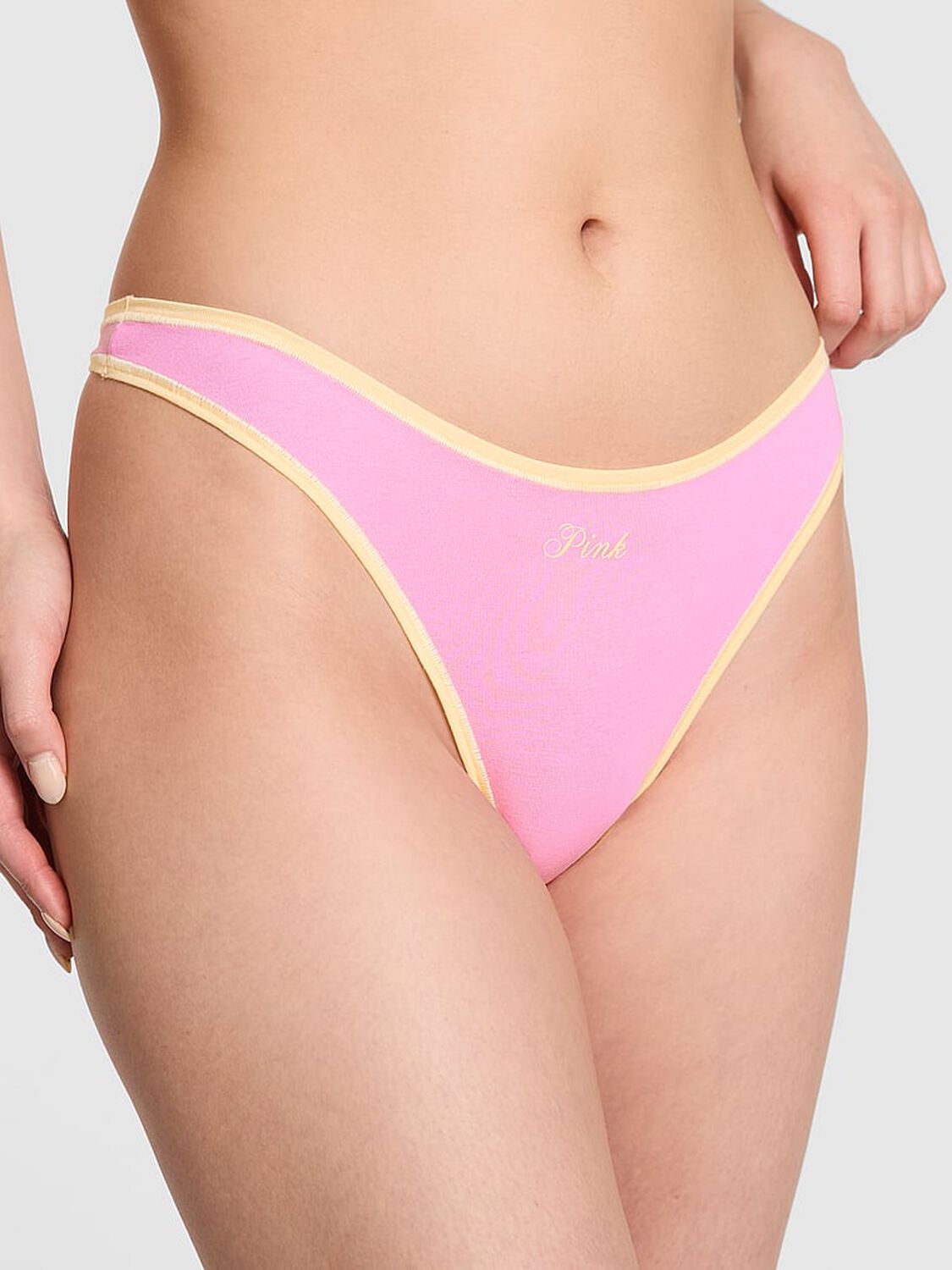 vs Pink Cotton High-Leg Thong Panty Pink Lollipop 1 of 3 
