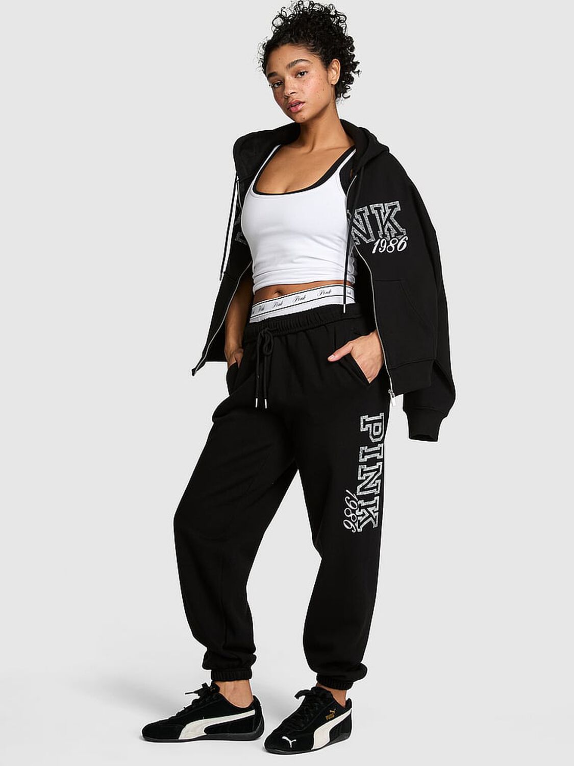 vs Pink Campus Fleece&trade; Sweatpants Pure Black Spring 1 of 4 