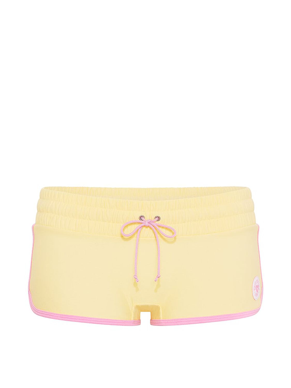 vs Pink Cotton Dorm Fleece Boyshort Panty Buttery Yellow With Pink Graphic 3 of 4 