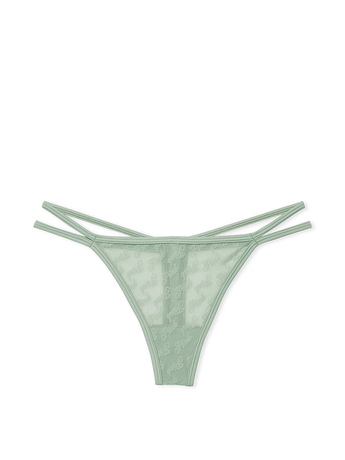 pink Pink Logo Mesh Strappy Thong Panty 3 of 3 