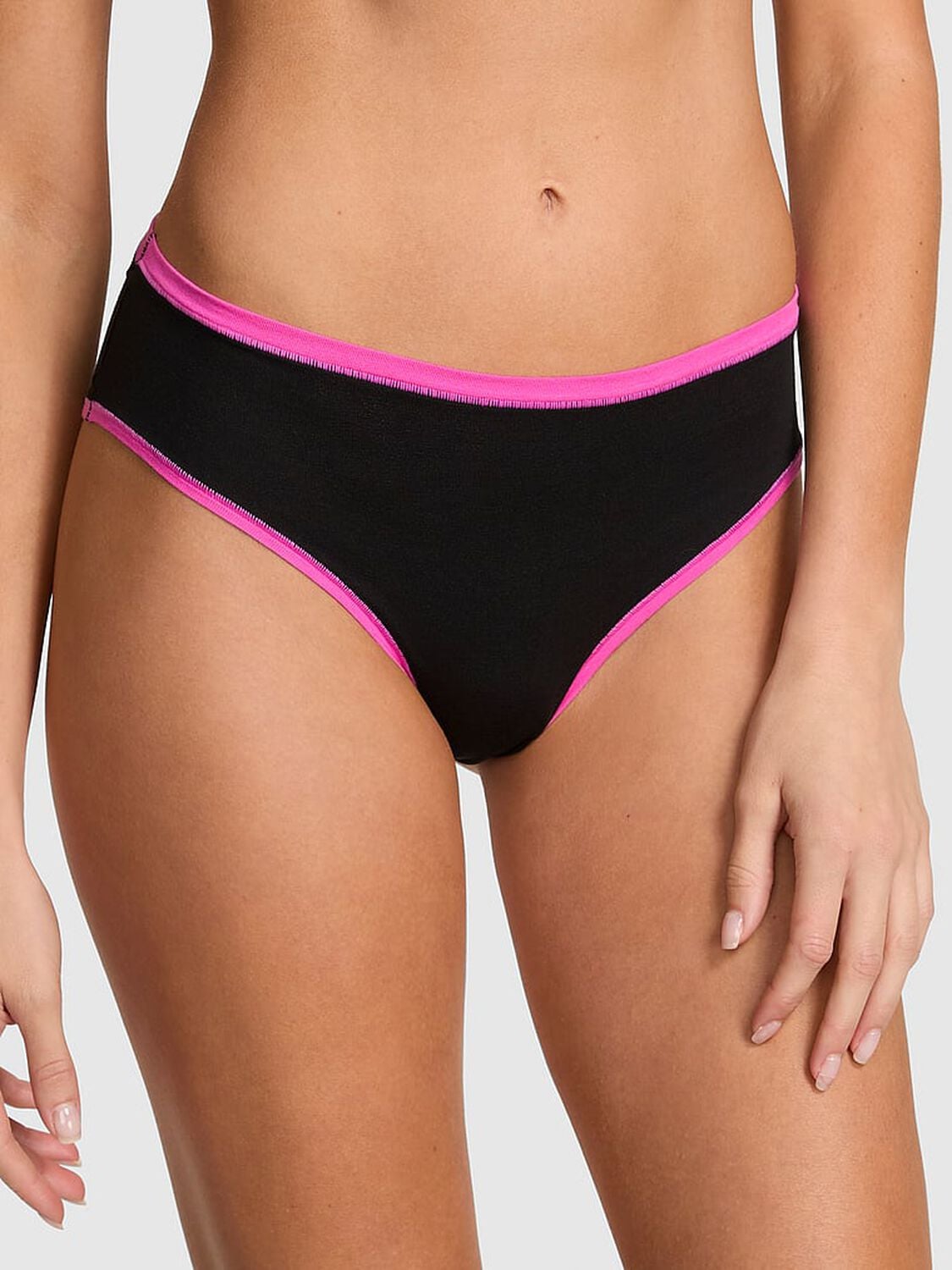 pink Pink Cotton Cheeky Panty Black Ground Showgirl Butt Hit 1 of 4 