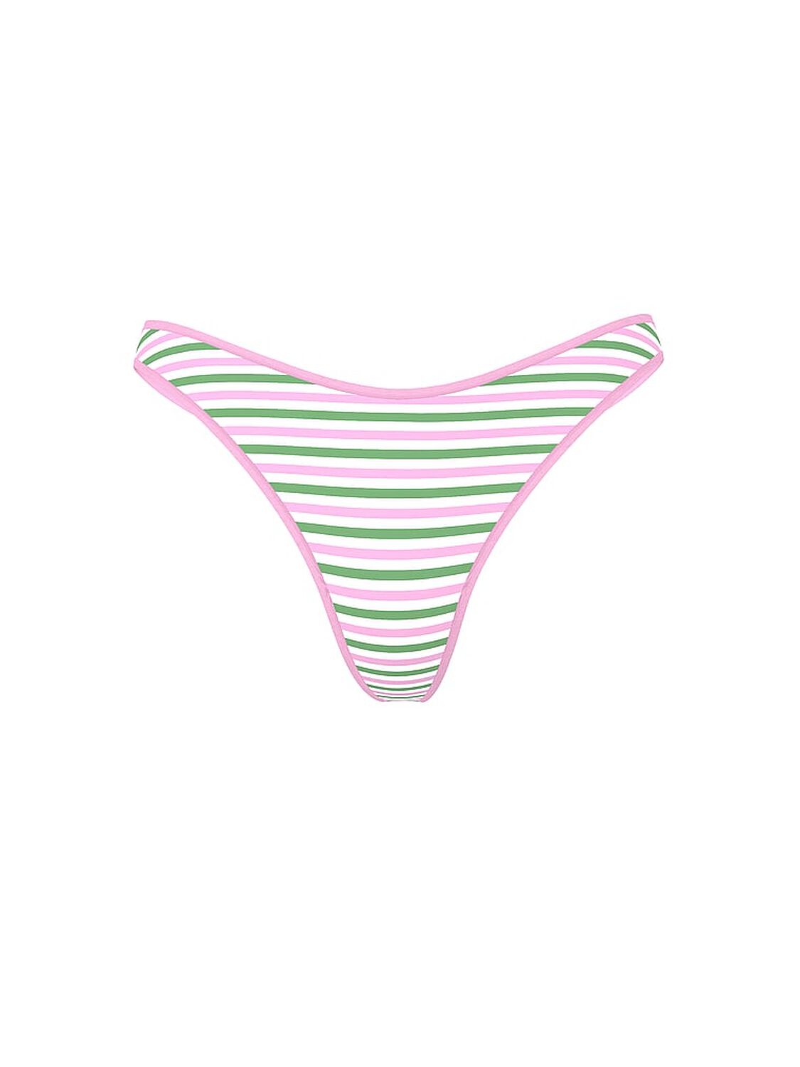 vs Pink Cotton High-Leg Thong Panty White Pink Green Stripe Print 3 of 3 