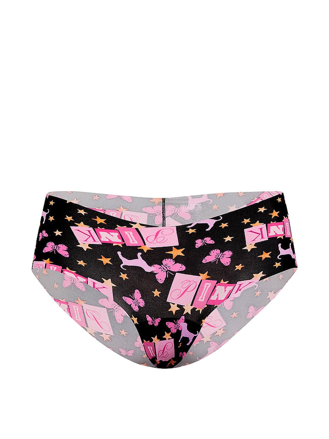 vs Pink No-Show Hiphugger Panty Black Pink Butterfly Dog 3 of 3 