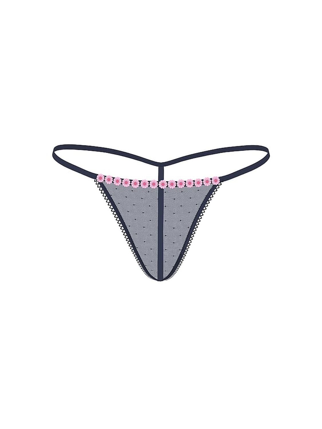 vs Pink Lace V-String Panty Noir Navy 3 of 3 
