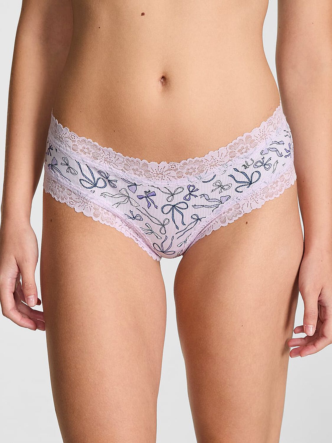 vs Pink Wink Lace-Trim Cheeky Panty Pure Black 1 of 2 