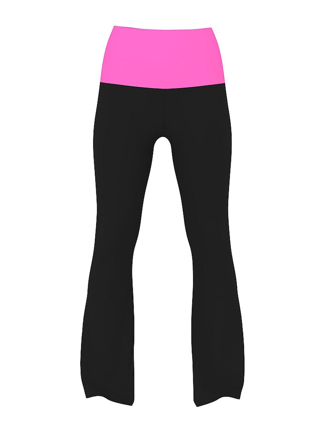 vs Pink All-Day Cotton Foldover Flare Leggings Pure Black Pink Gossip Glitter Showgirl 3 of 4 