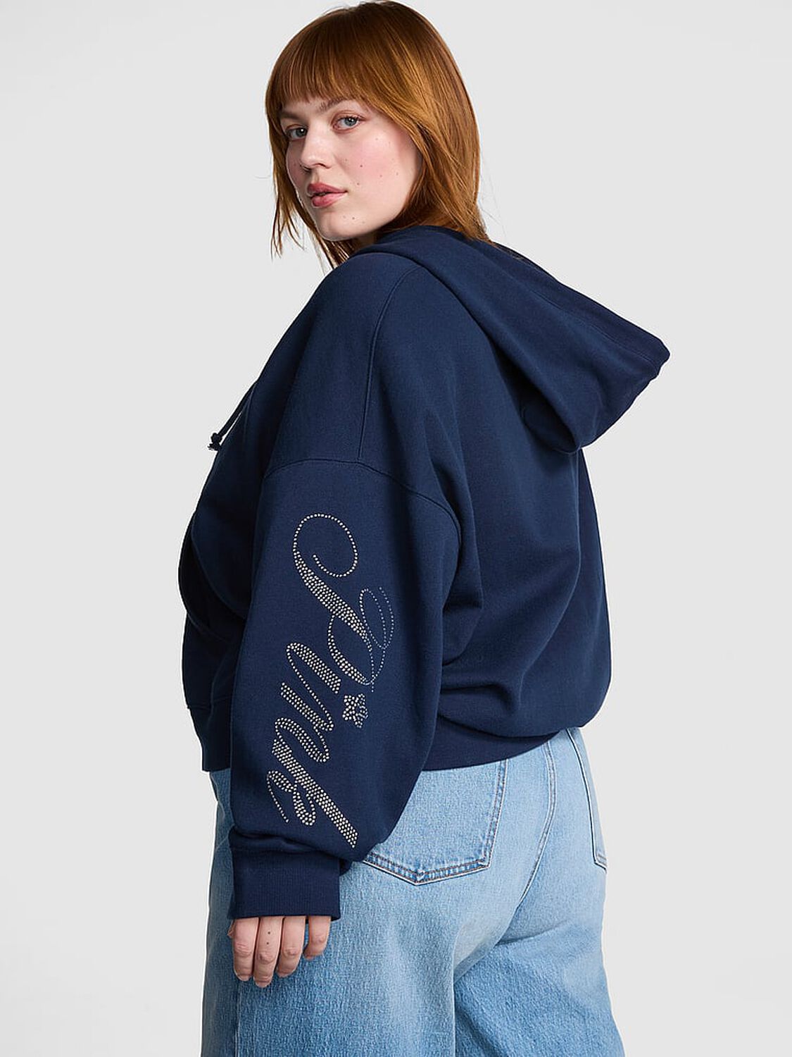 vs Pink Ivy Fleece Campus Full-Zip Hoodie Noir Navy Shine 2 of 4 
