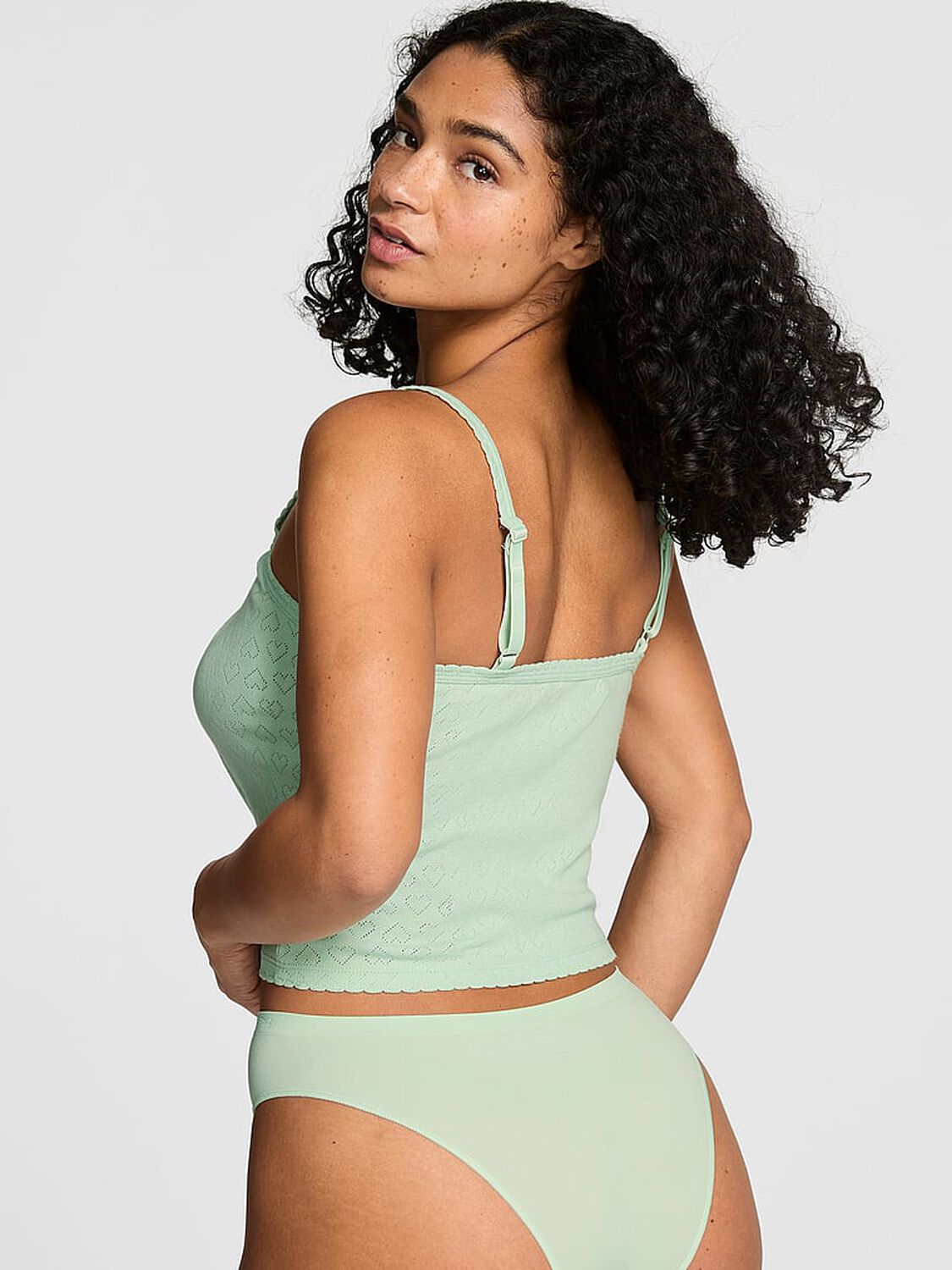 vs Pink Pointelle Henley Cami Mint 2 of 4 