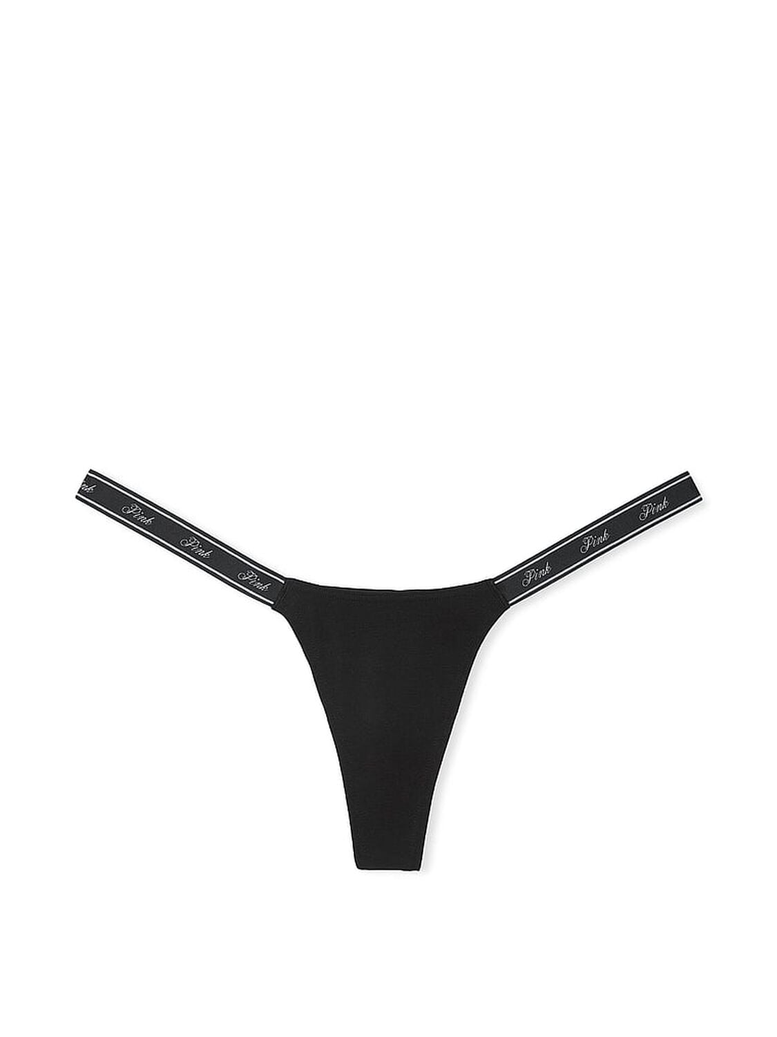 pink Pink Logo Cotton High-Leg Micro Thong Panty Pure Black 3 of 3 