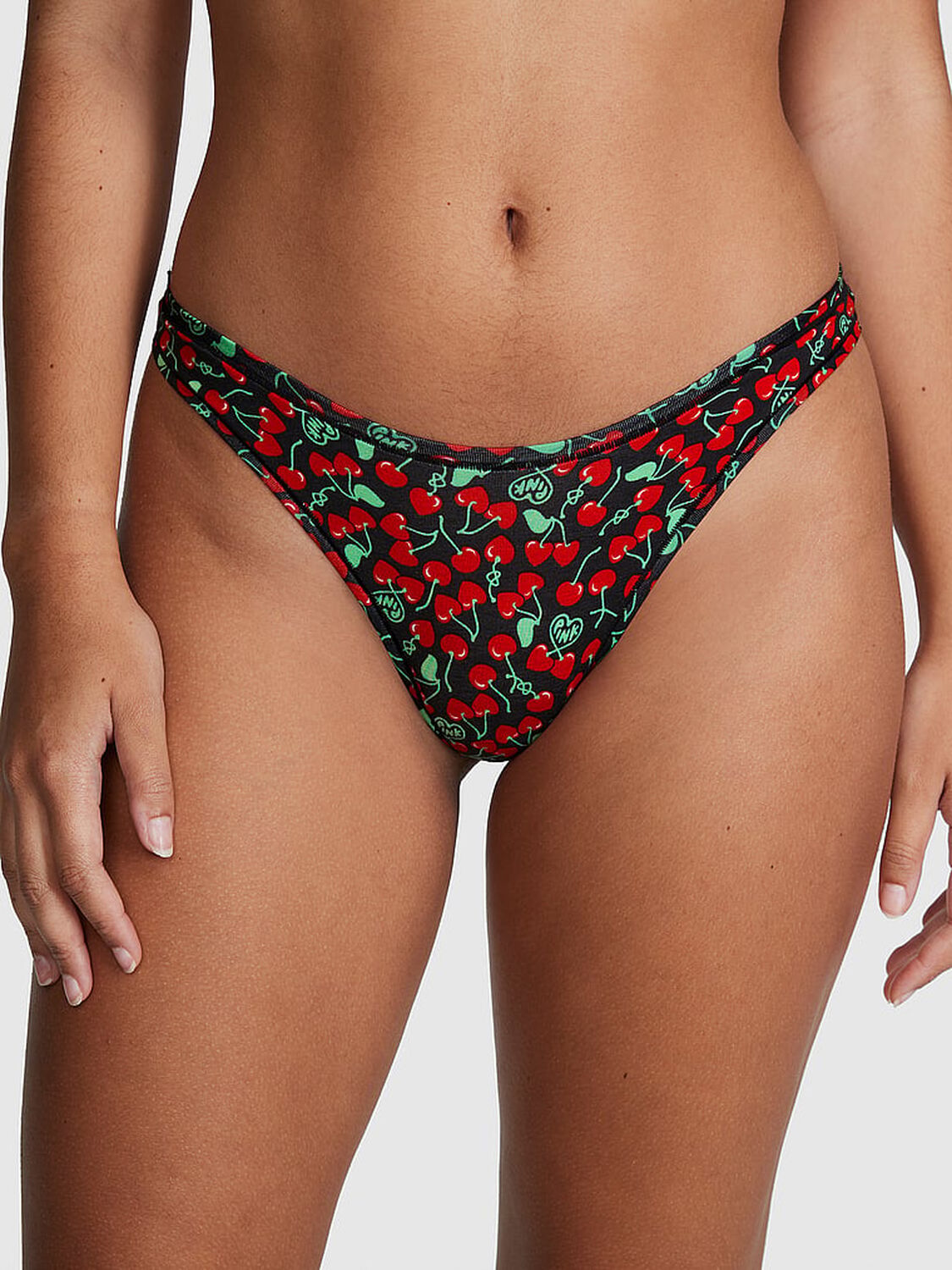 vs Pink Cotton High-Leg Thong Panty 1 of 3 