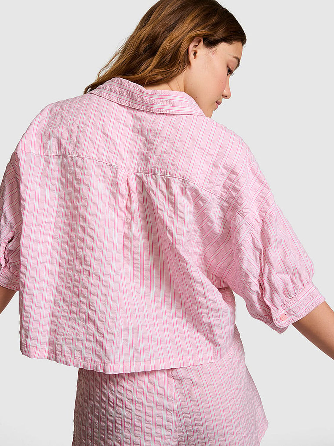 vs Pink Coastal Cutie Tie-Front Sleepshirt Dollhouse Stripes 2 of 3 