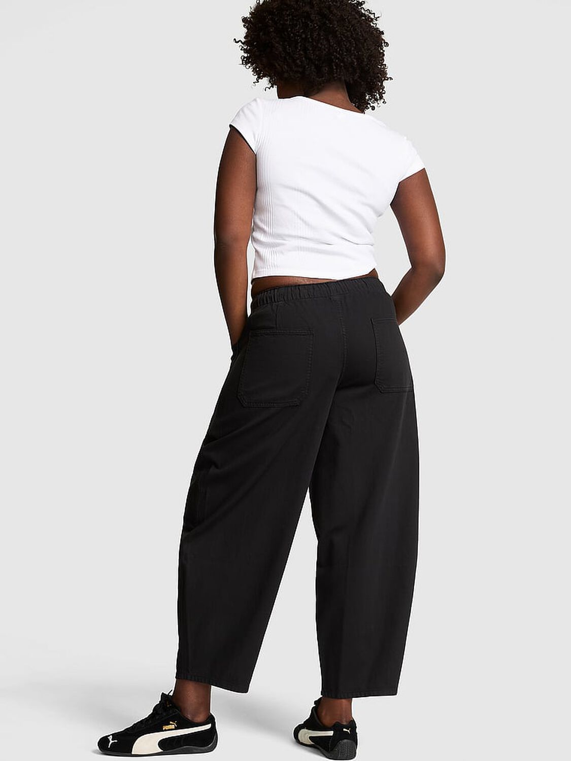 vs Pink Take It Easy Pull-On Barrel Pants Pure Black 2 of 3 