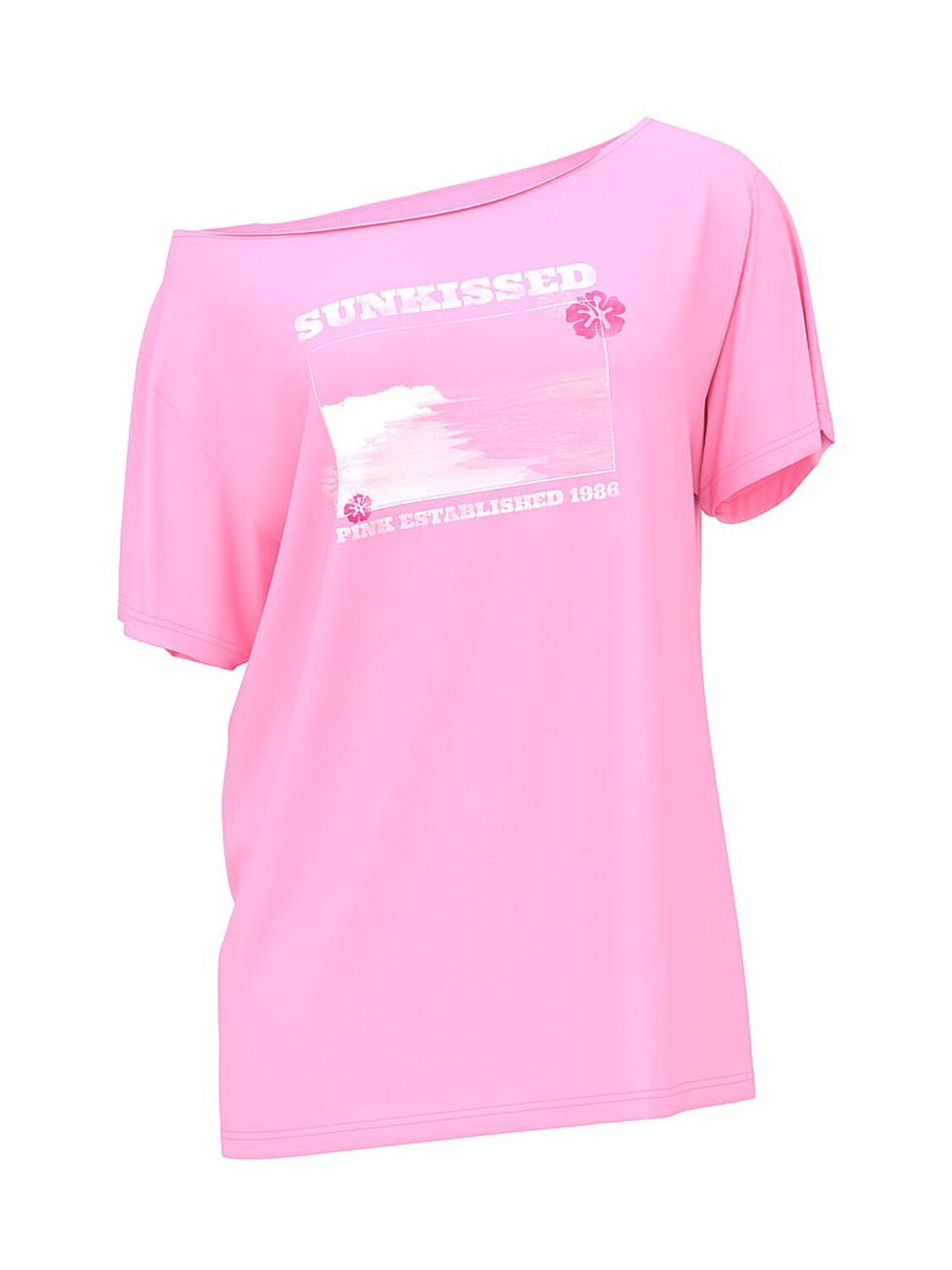 vs Pink Campus Cotton Off-The-Shoulder Tee Pink Lollipop Sunkissed 3 of 3 