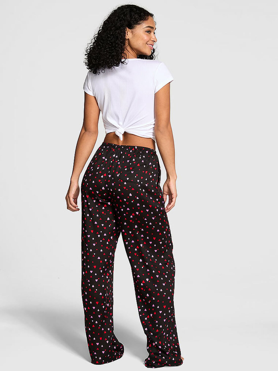 vs Pink Sweet Dreams Pajama Pants Black Hearts Print 2 of 3 