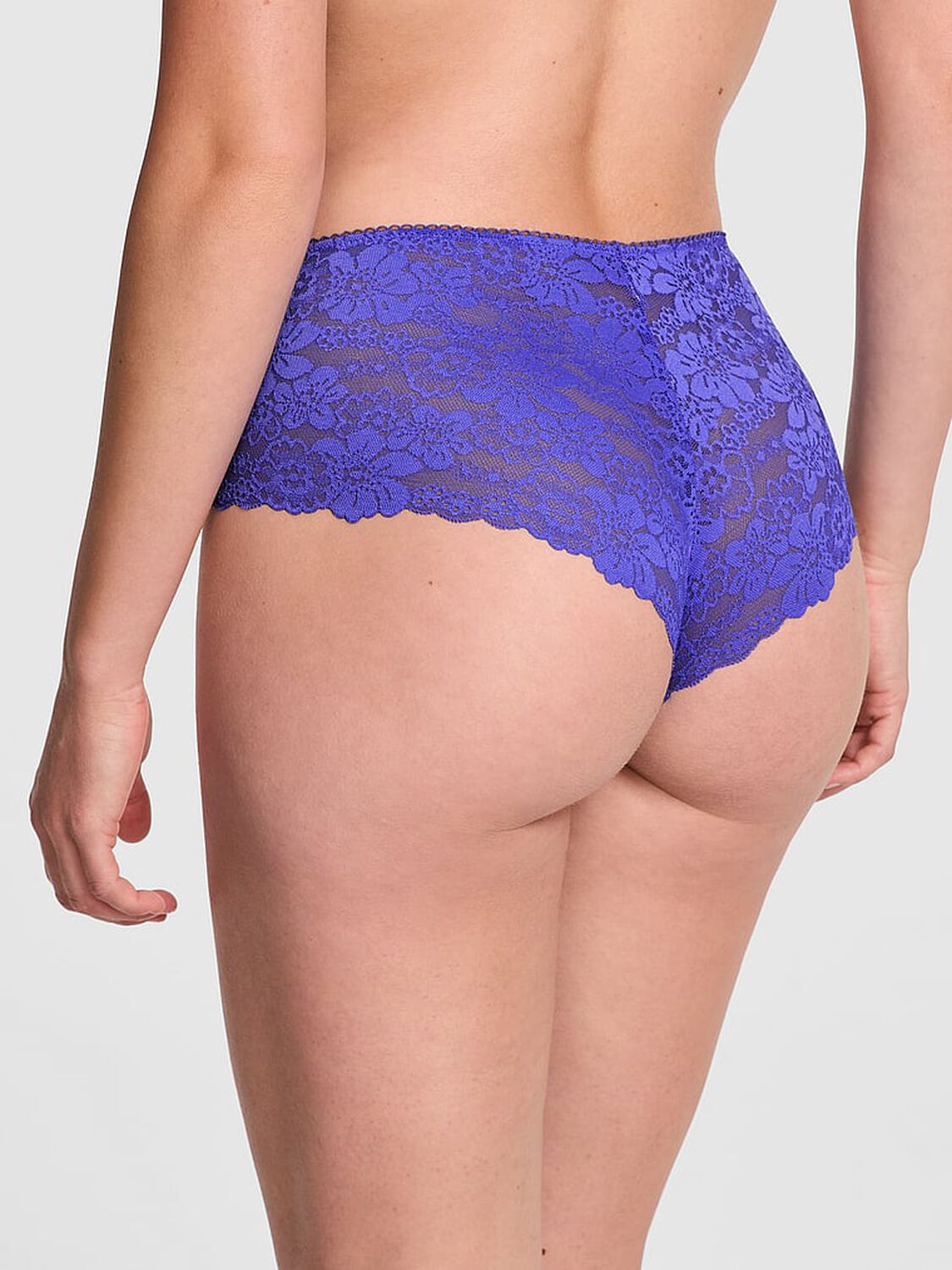 vs Pink No-Show Cheeky Panty Ultramarine Blue Dot Dog Print 2 of 3 