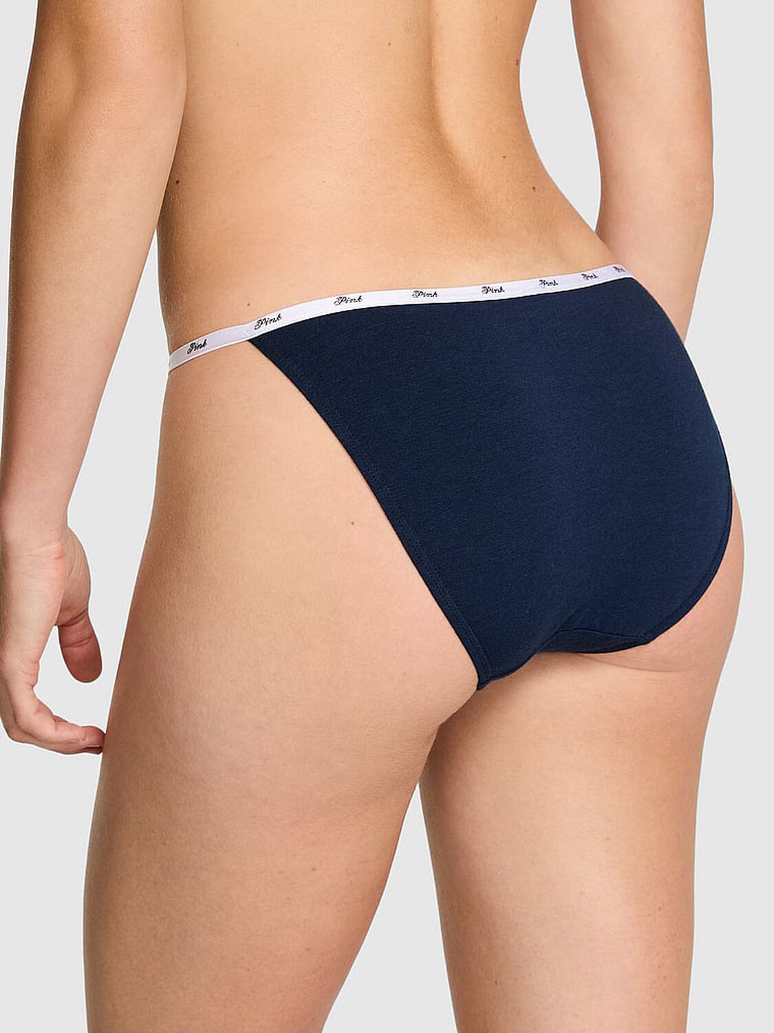vs Pink Logo Cotton String Bikini Panty Noir Navy 2 of 3 