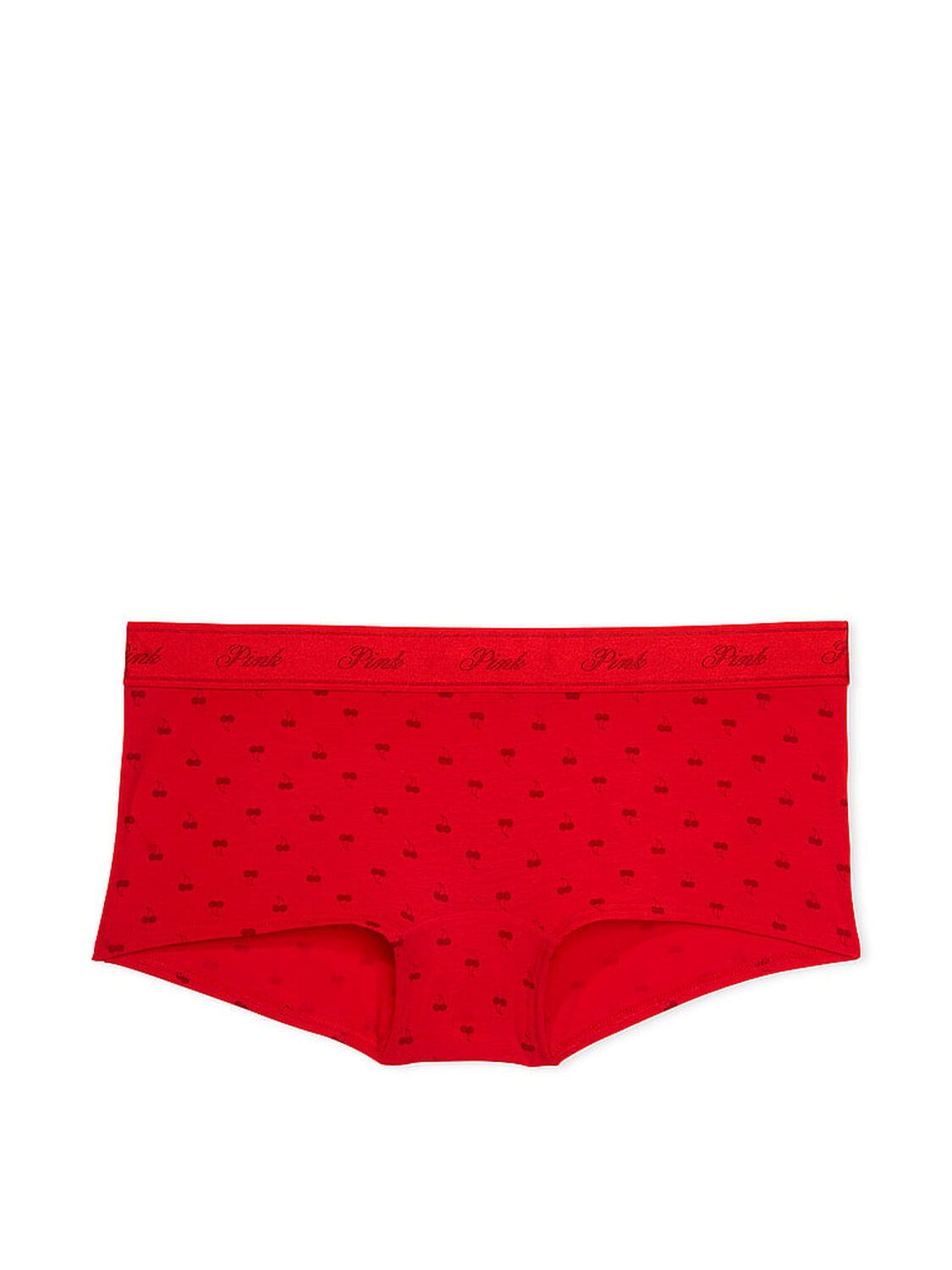 vs Pink Logo Cotton Boyshort Panty Bright Vermillion Cherry Print 3 of 3 