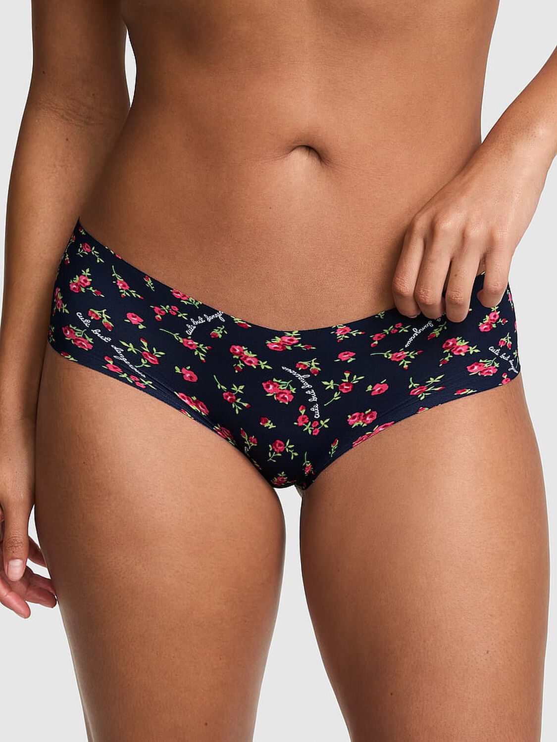 vs Pink No-Show Hiphugger Panty Noir Navy Cute But Dangerous Print 1 of 3 