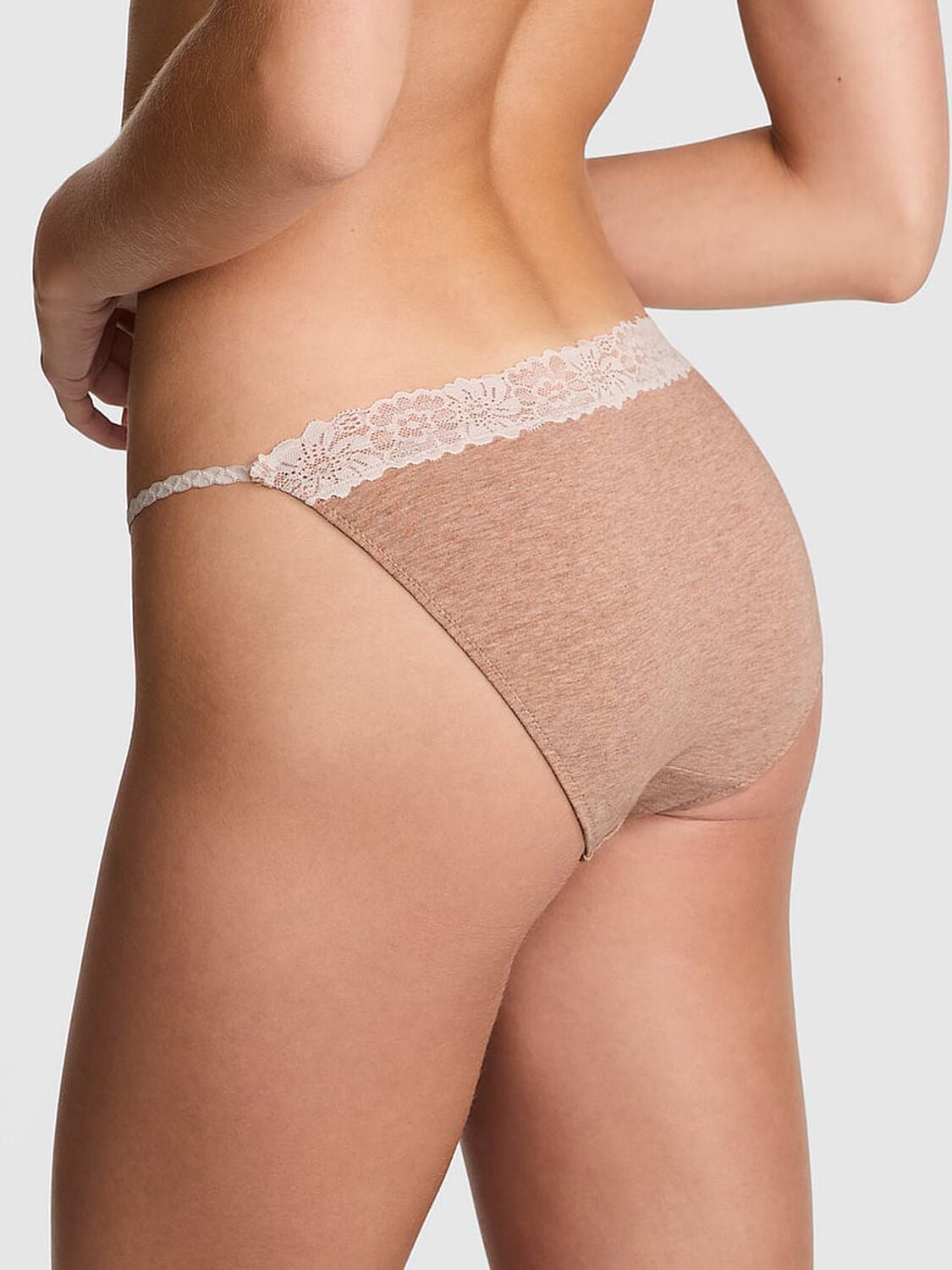 pink Pink Cotton Lace-Trim String Bikini Panty Praline 2 of 4 