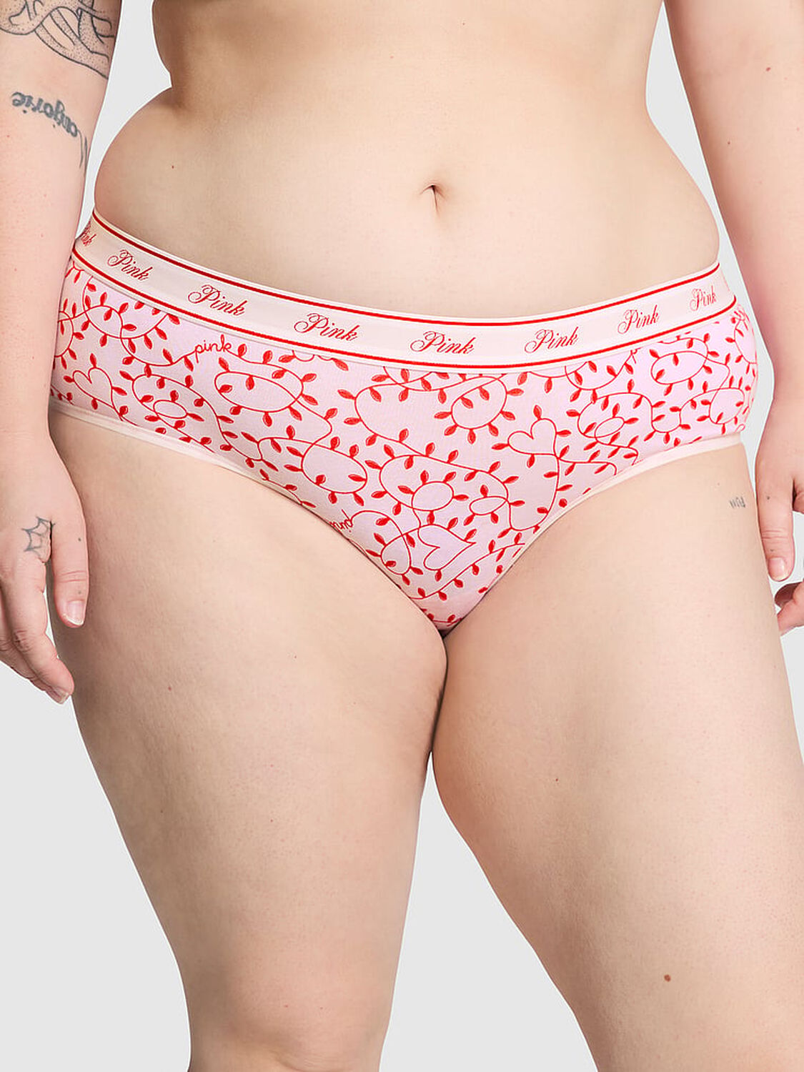 vs Pink Logo Cotton Hiphugger Panty Pink Tulip Lights Print 1 of 3 