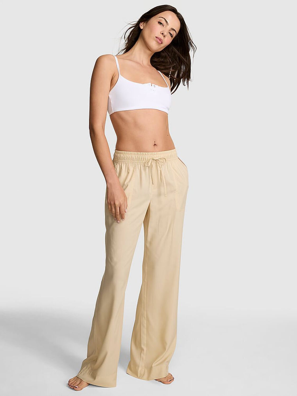 vs Pink Everyday Easy Wide-Leg Pants Shortbread 1 of 3 
