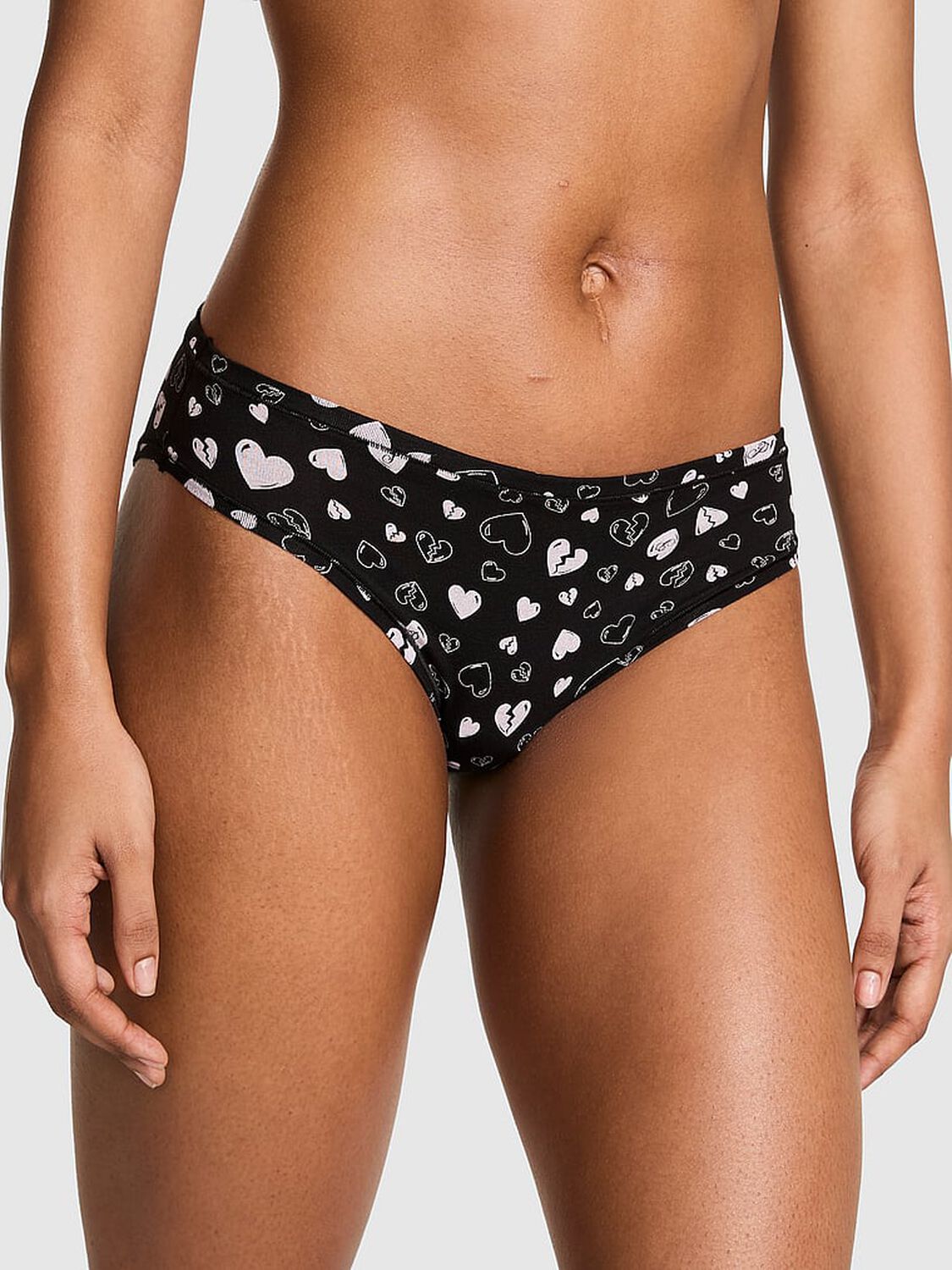 vs Pink Cotton Cheeky Panty Black Broken Hearts Print 1 of 3 