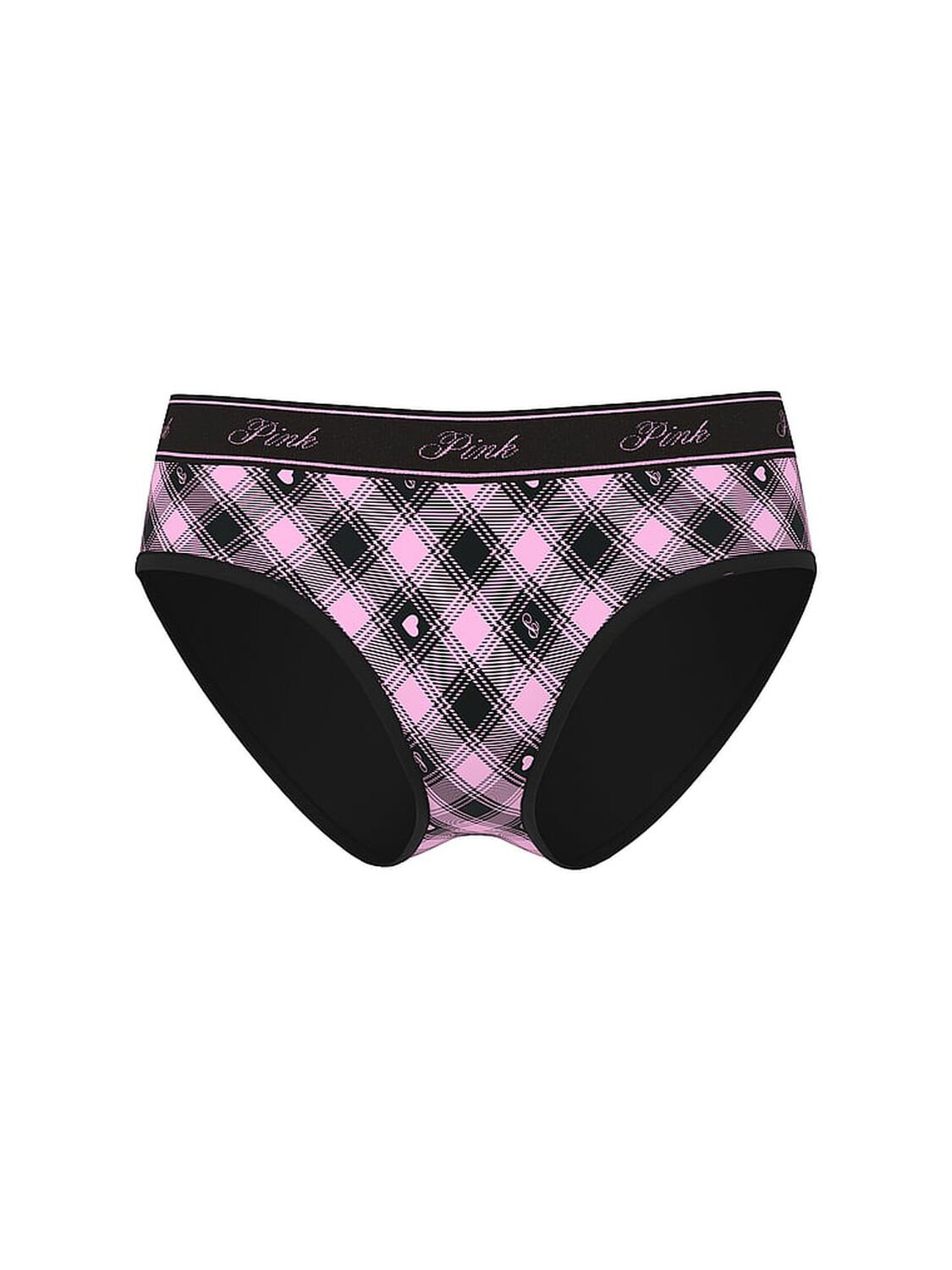 vs Pink Logo Cotton Hiphugger Panty Pink Black Plaid Print 3 of 3 