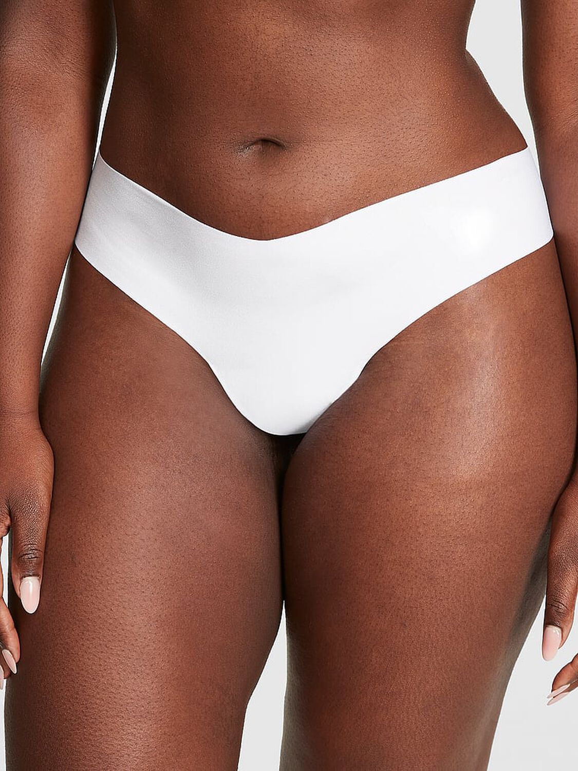 vs Pink No-Show Thong Panty Vs White 1 of 3 