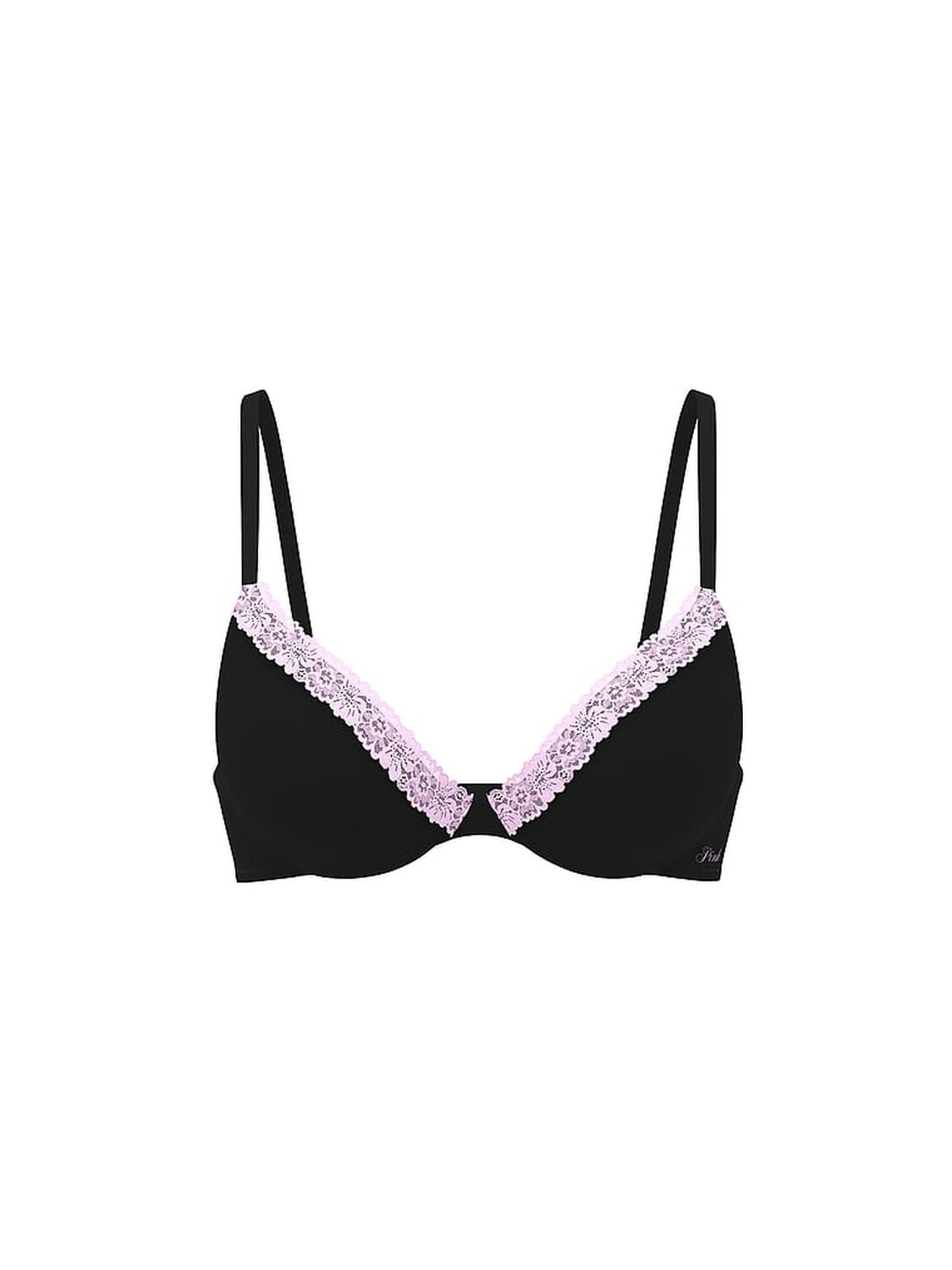 pink Pink Wear Everywhere Wear Everywhere&trade; Super Push-Up Bra Black Lace Trim 3 of 3 