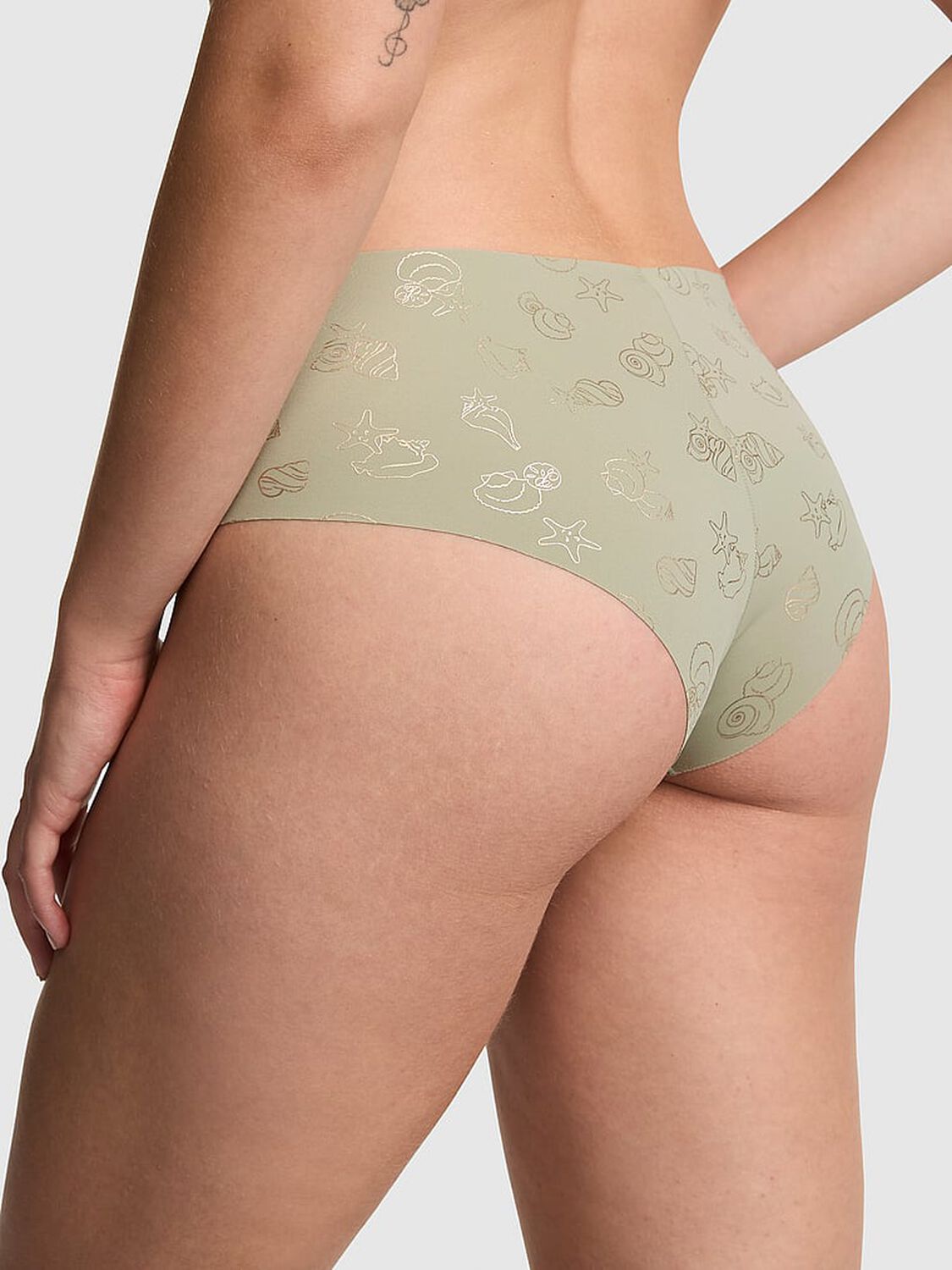 vs Pink No-Show Cheeky Panty Green Shell Foil Print 2 of 2 